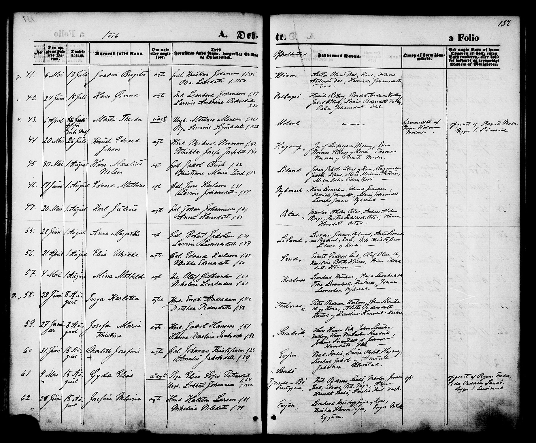 Ministerialprotokoller, klokkerbøker og fødselsregistre - Nordland, SAT/A-1459/880/L1132: Ministerialbok nr. 880A06, 1869-1887, s. 152