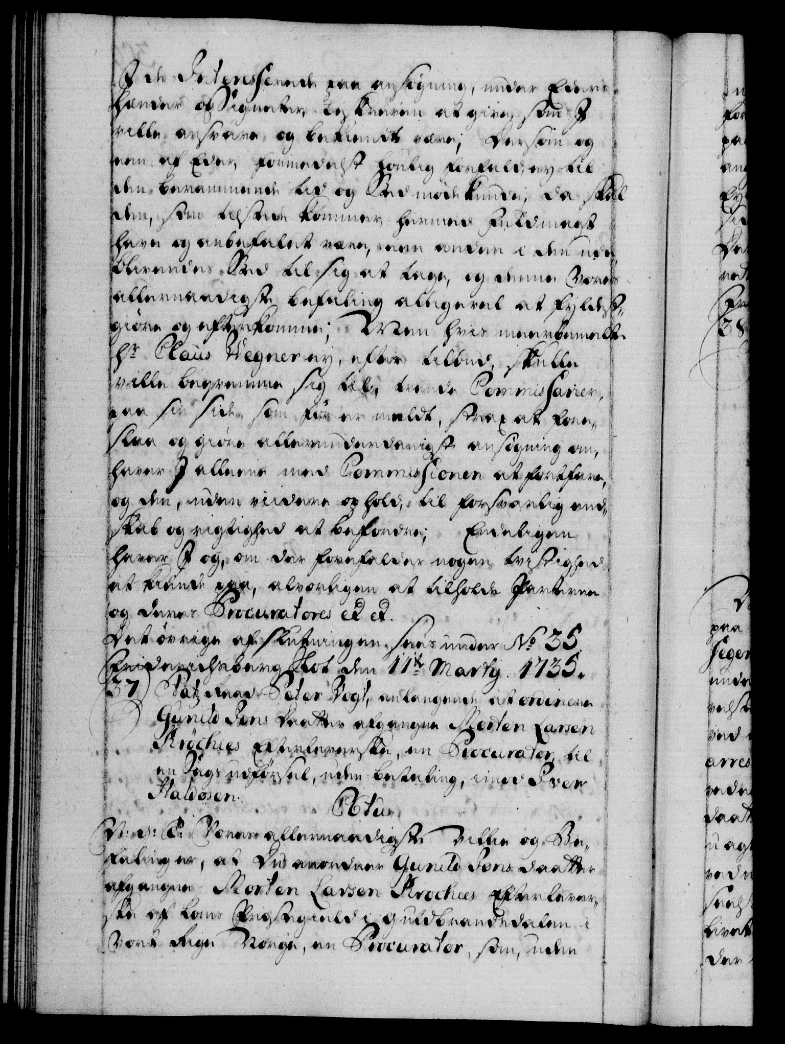 Danske Kanselli 1572-1799, AV/RA-EA-3023/F/Fc/Fca/Fcab/L0026: Norske tegnelser, 1734-1735, s. 309b