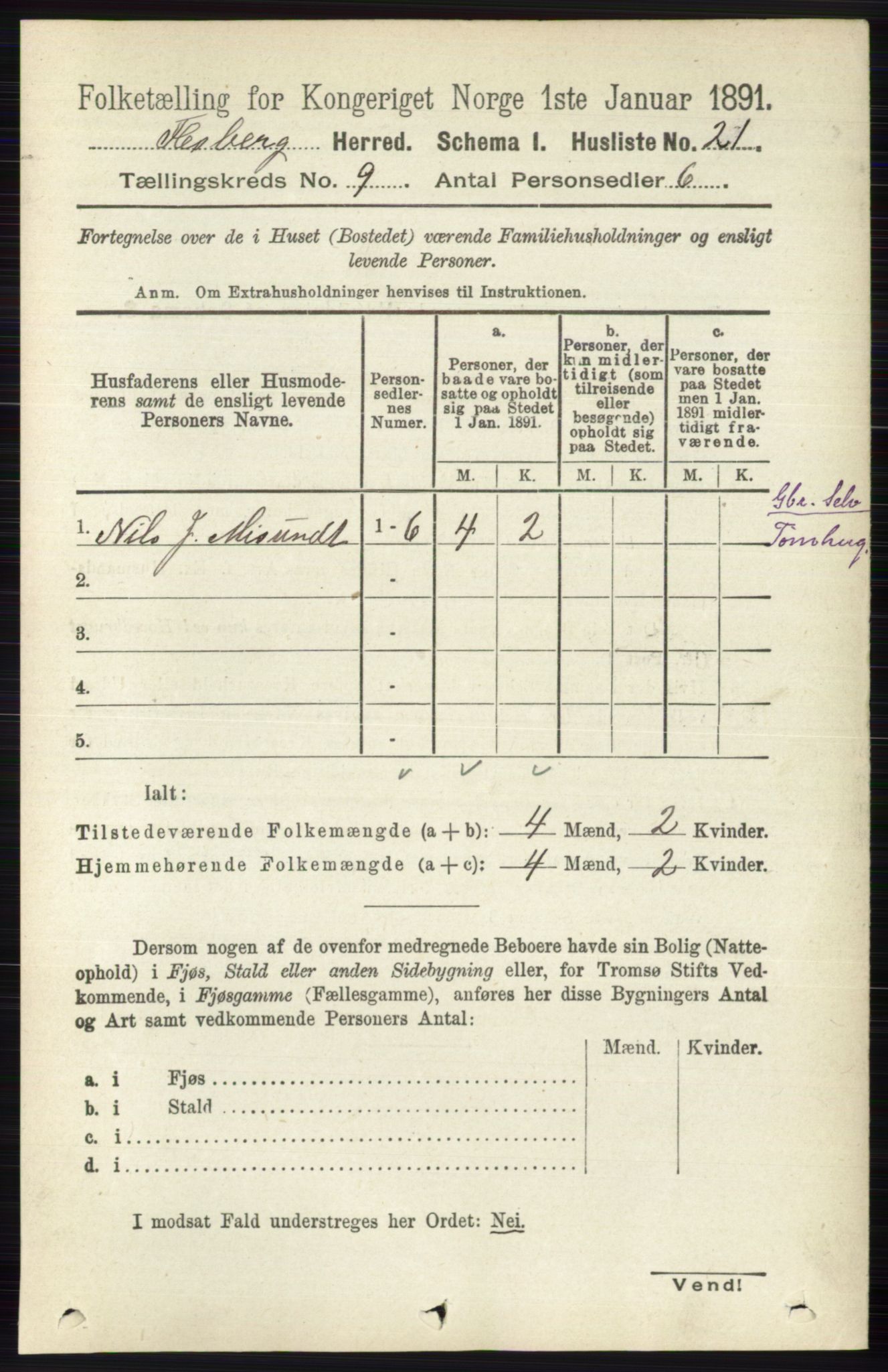 RA, Folketelling 1891 for 0631 Flesberg herred, 1891, s. 1521