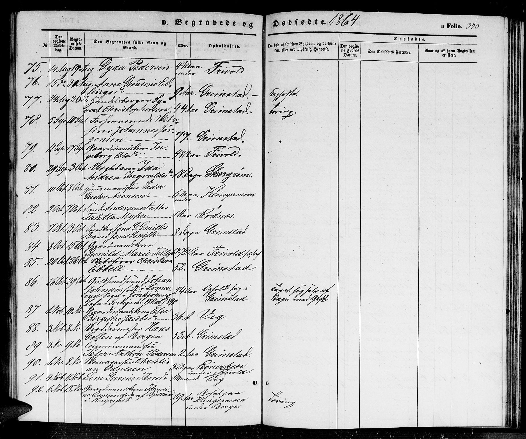 Fjære sokneprestkontor, AV/SAK-1111-0011/F/Fb/L0008: Klokkerbok nr. B 8, 1854-1867, s. 340