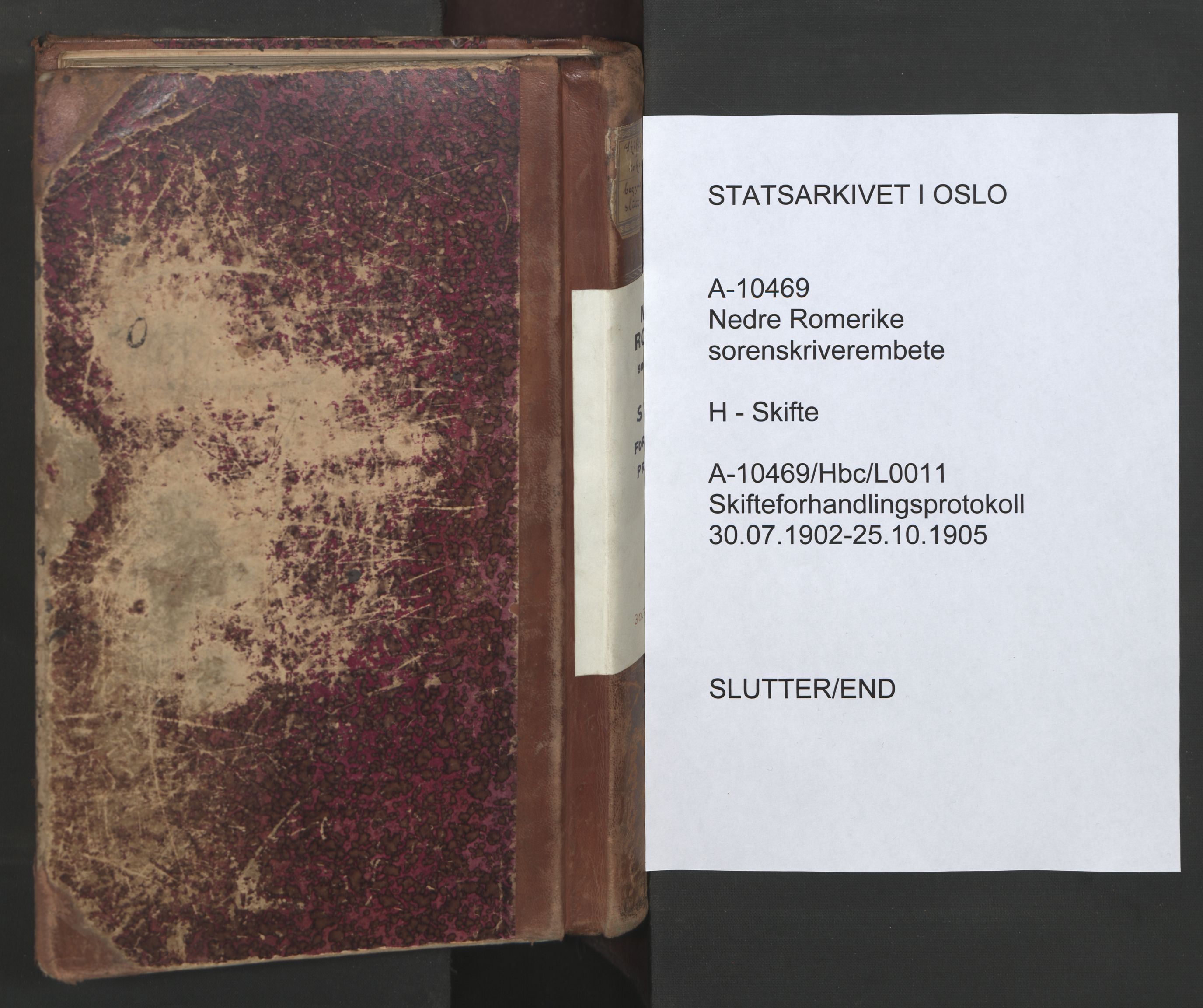 Nedre Romerike sorenskriveri, AV/SAO-A-10469/H/He/Heb/L0011: Skiftebehandlingsprotokoll, 1902-1905