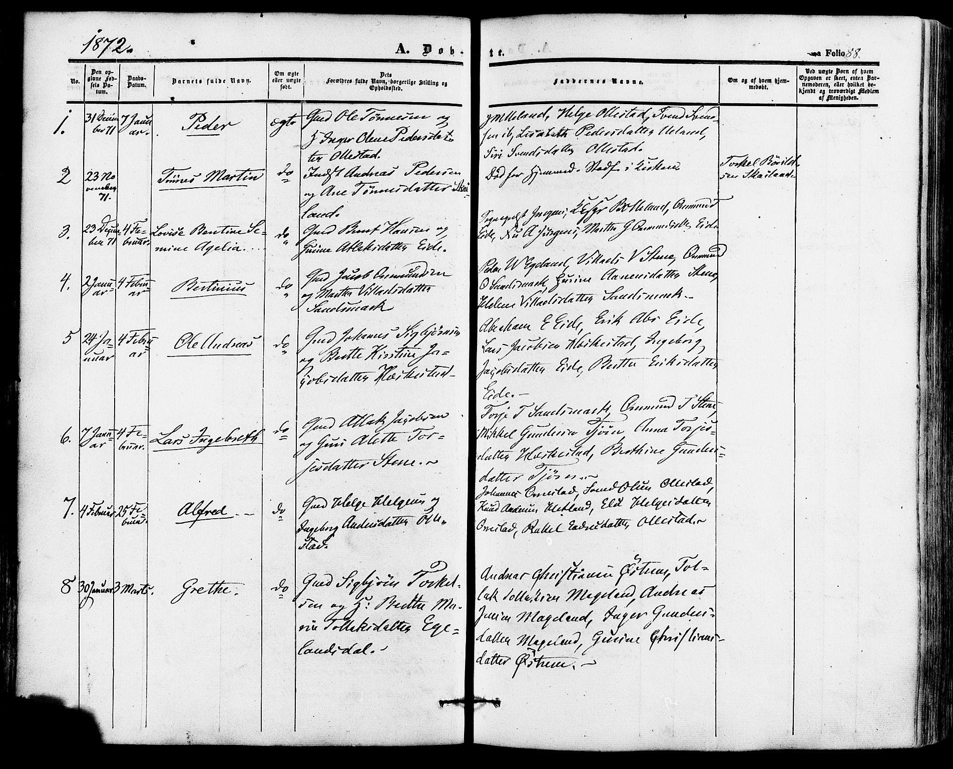 Lund sokneprestkontor, AV/SAST-A-101809/S06/L0010: Ministerialbok nr. A 9, 1854-1886, s. 88