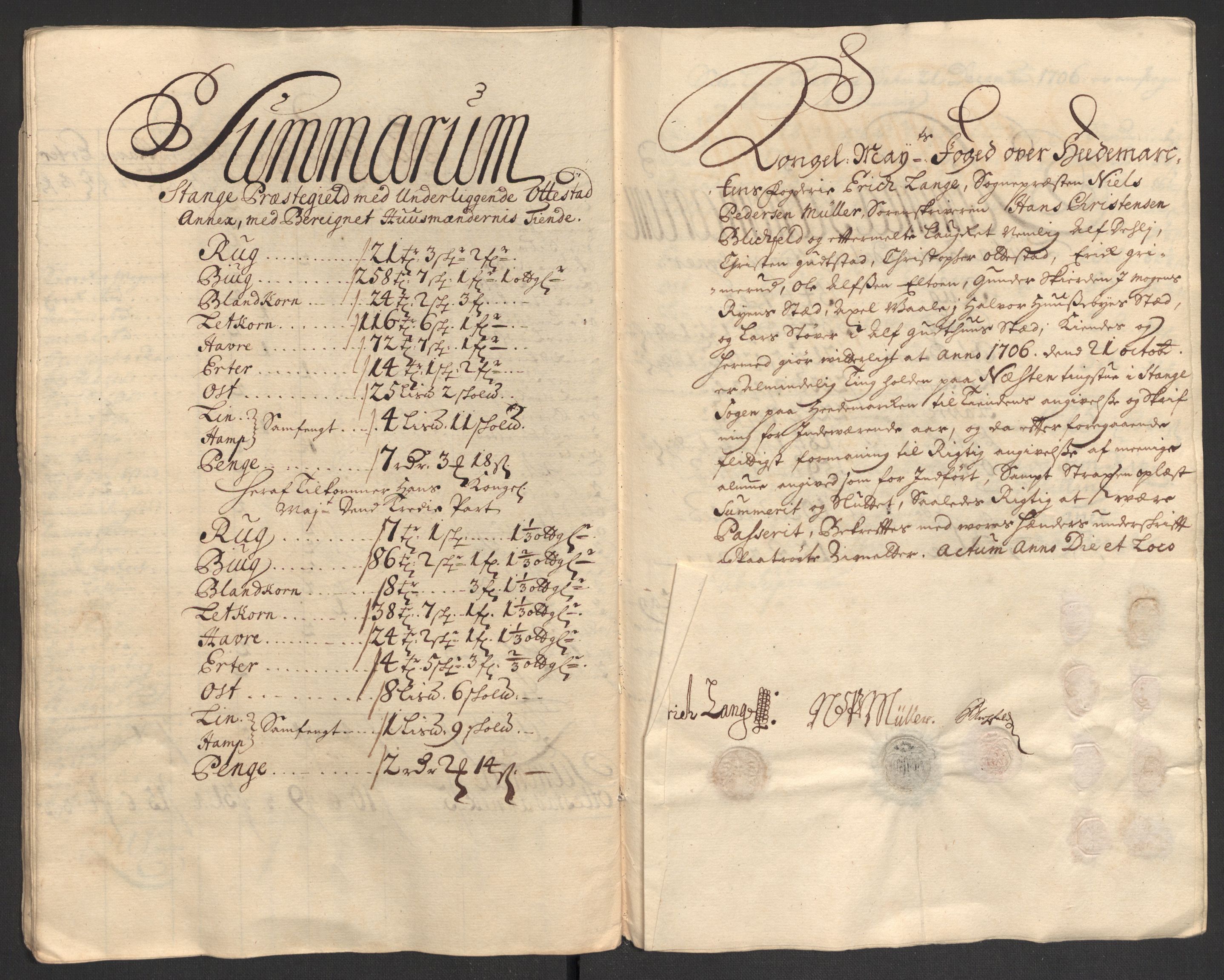 Rentekammeret inntil 1814, Reviderte regnskaper, Fogderegnskap, AV/RA-EA-4092/R16/L1043: Fogderegnskap Hedmark, 1706-1707, s. 61