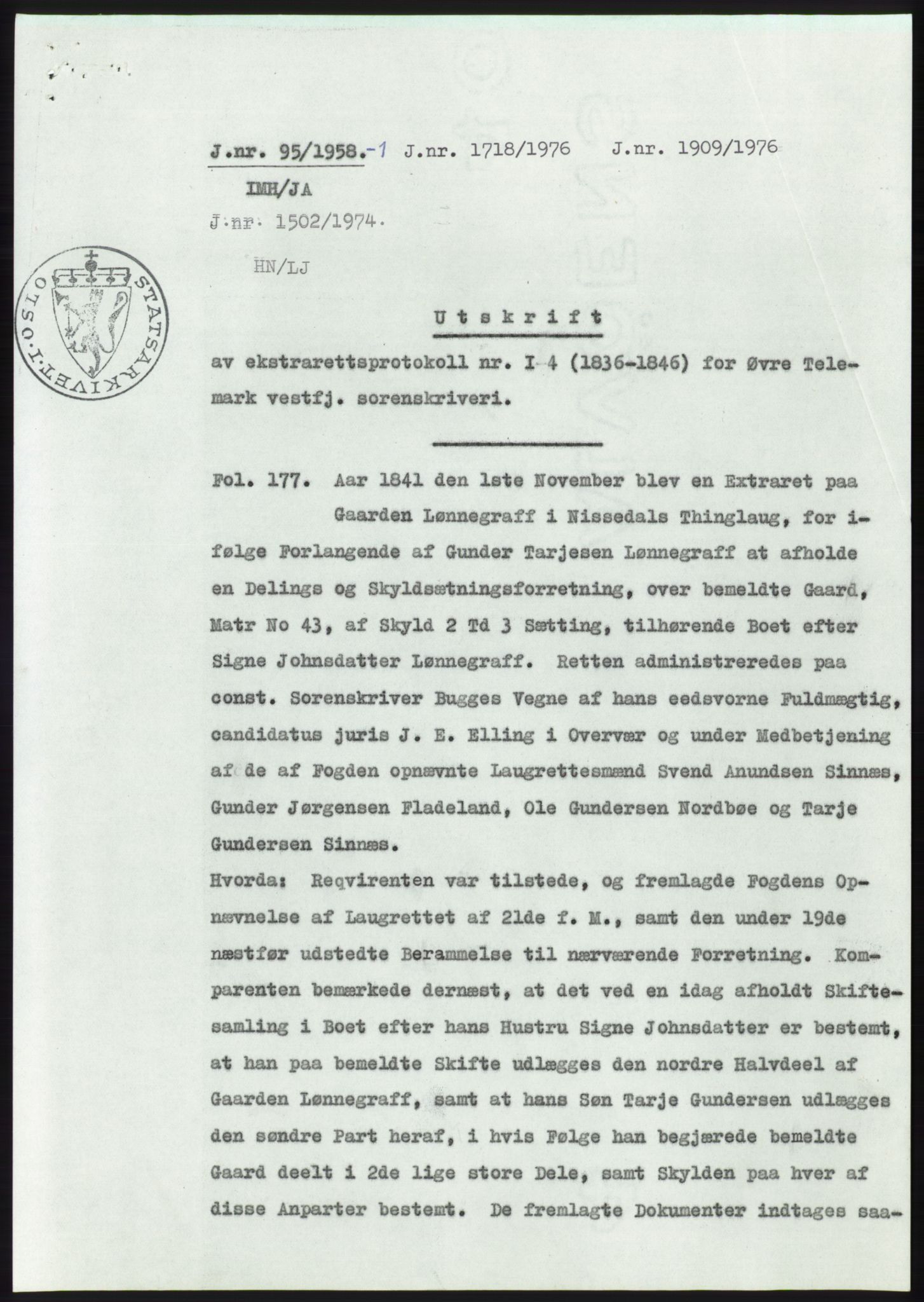 Statsarkivet i Kongsberg, SAKO/A-0001, 1957-1958, s. 285