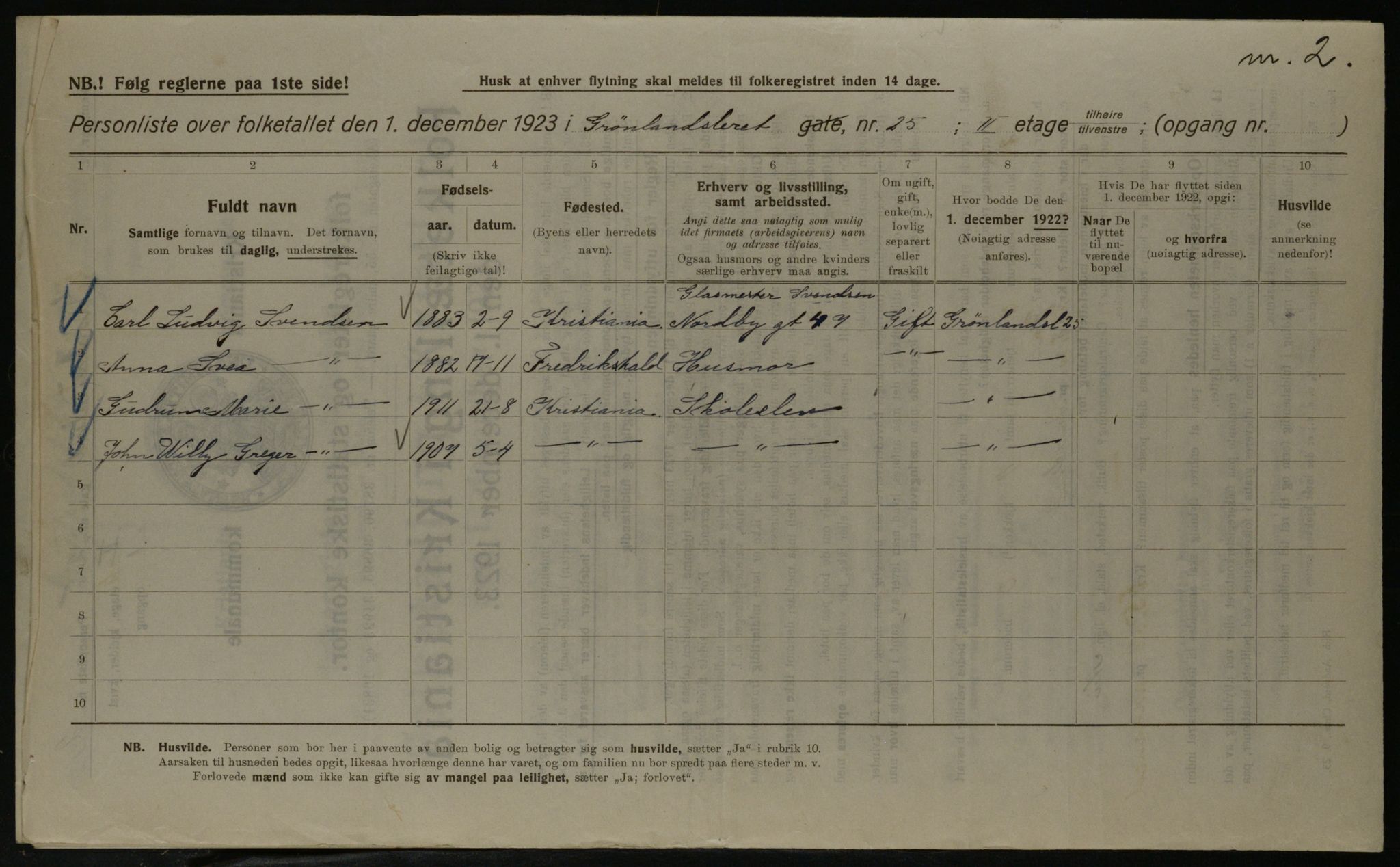 OBA, Kommunal folketelling 1.12.1923 for Kristiania, 1923, s. 35699