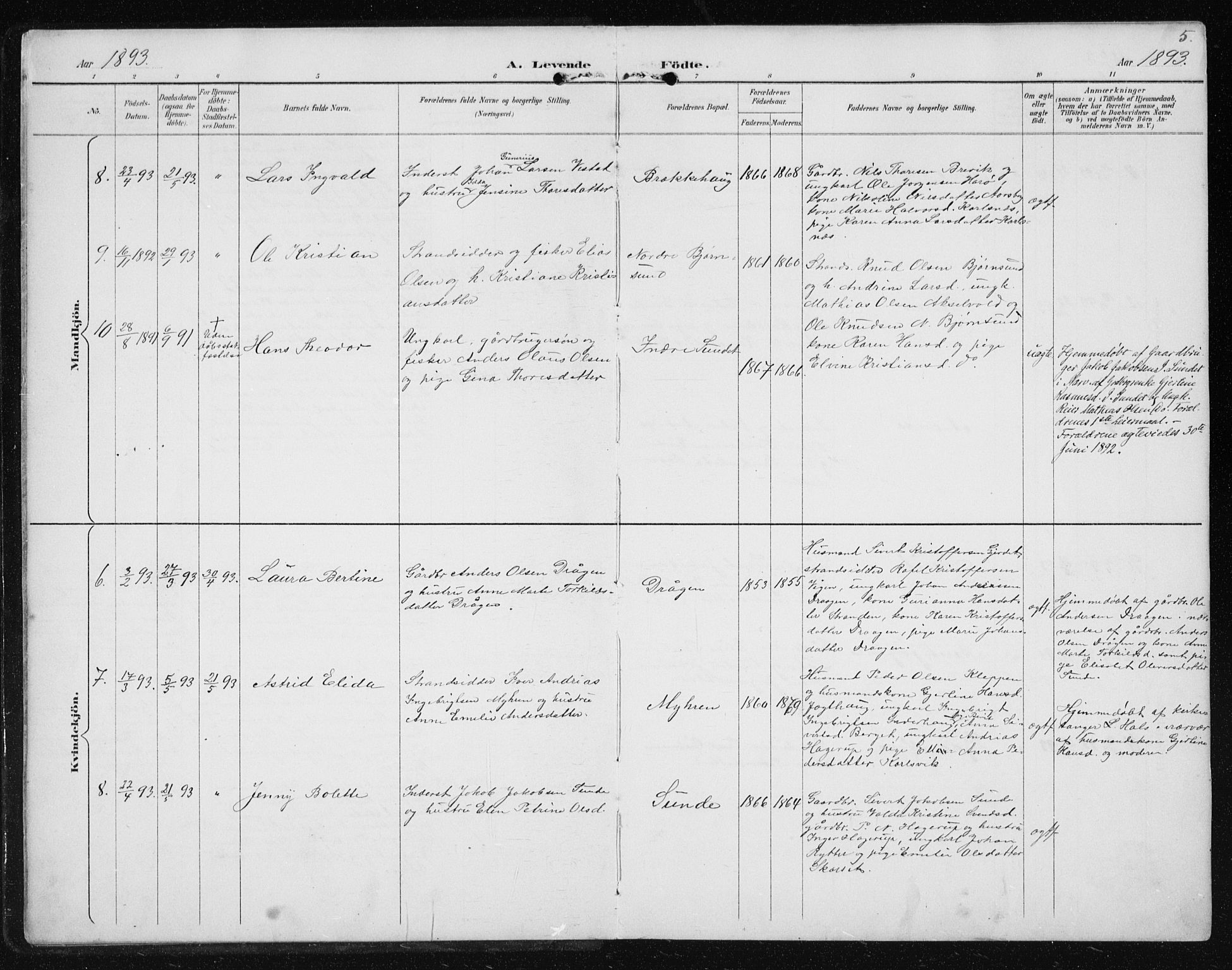 Ministerialprotokoller, klokkerbøker og fødselsregistre - Møre og Romsdal, AV/SAT-A-1454/566/L0773: Klokkerbok nr. 566C02, 1892-1909, s. 5