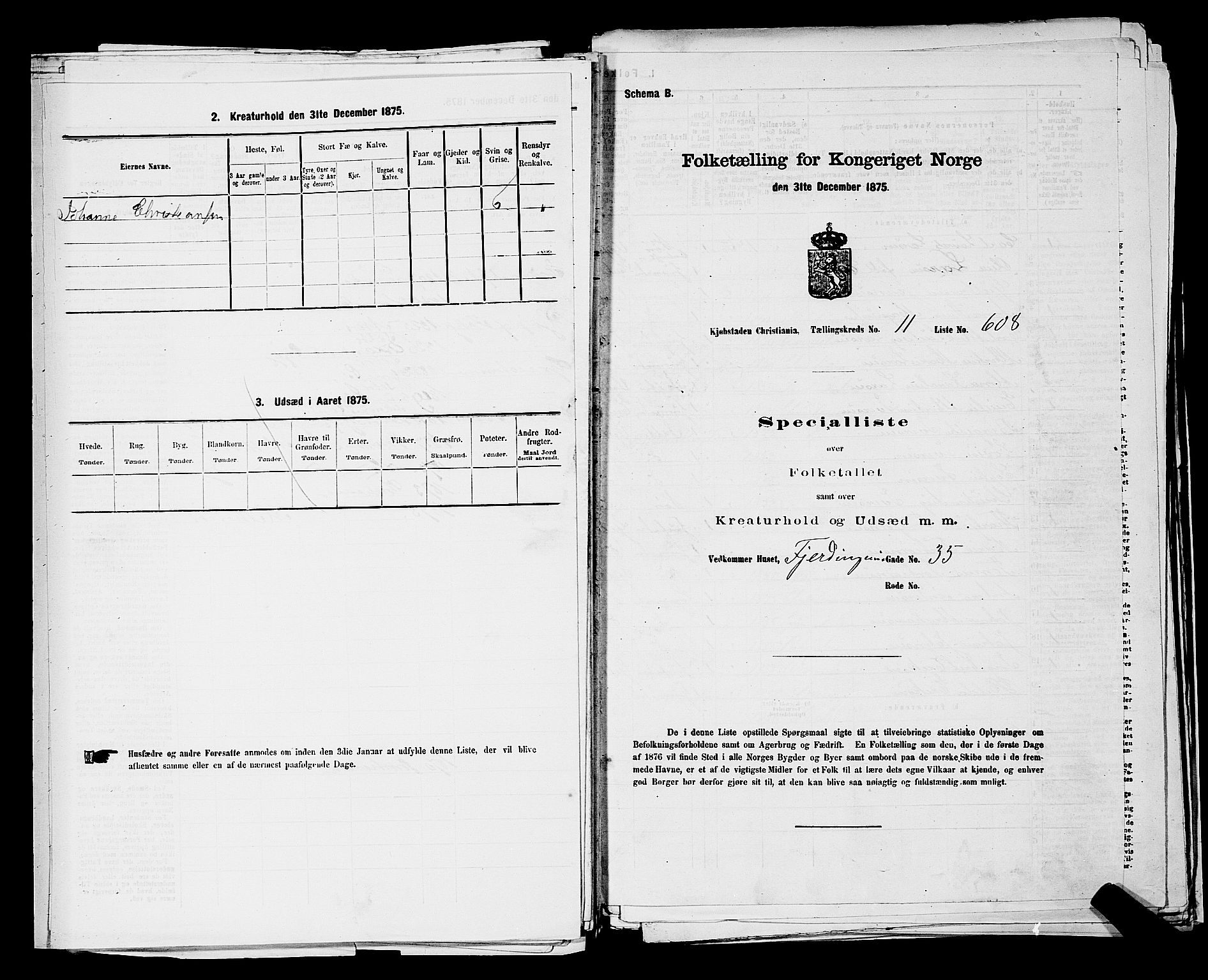 RA, Folketelling 1875 for 0301 Kristiania kjøpstad, 1875, s. 1870