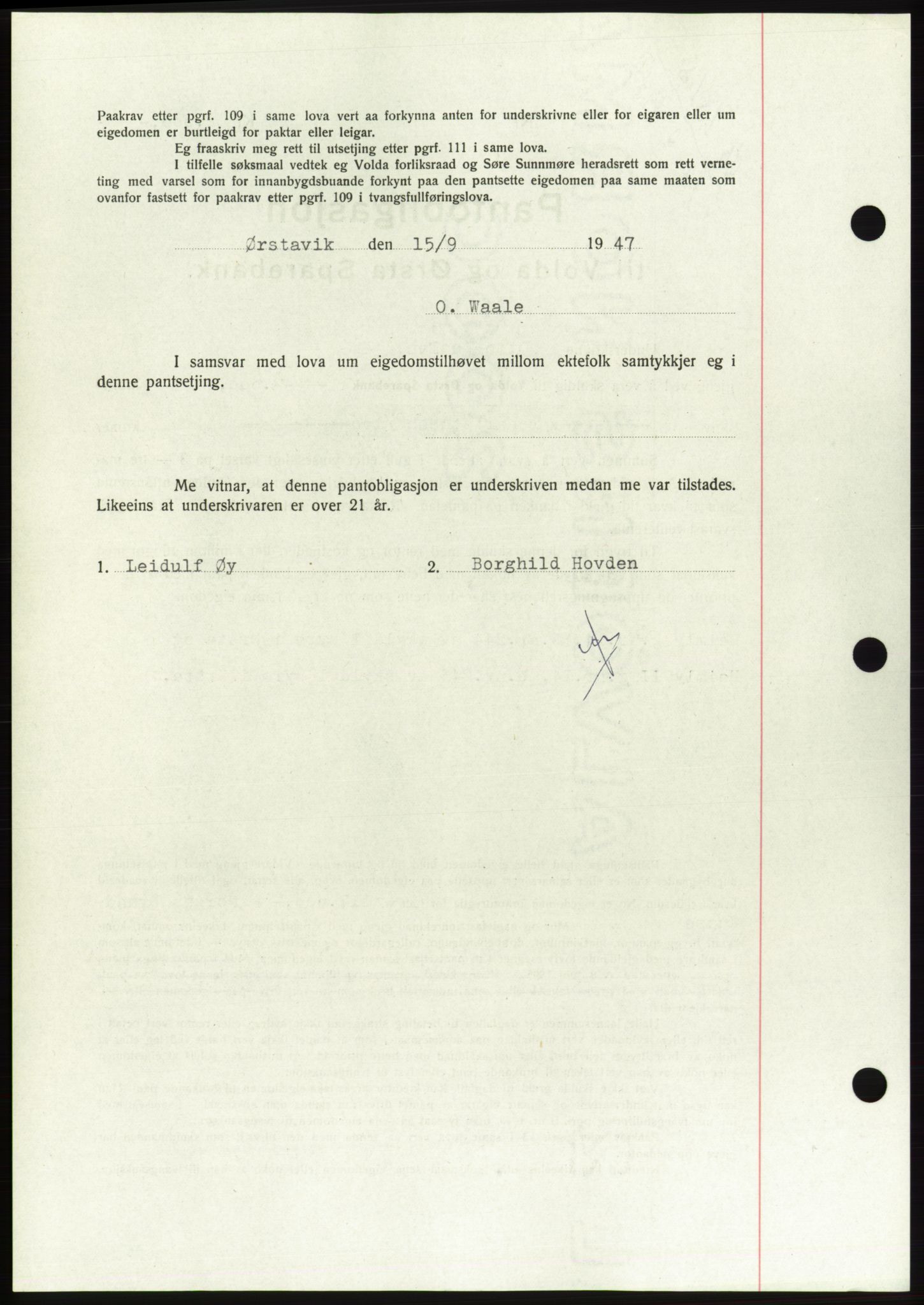 Søre Sunnmøre sorenskriveri, AV/SAT-A-4122/1/2/2C/L0115: Pantebok nr. 3B, 1947-1948, Dagboknr: 1315/1947