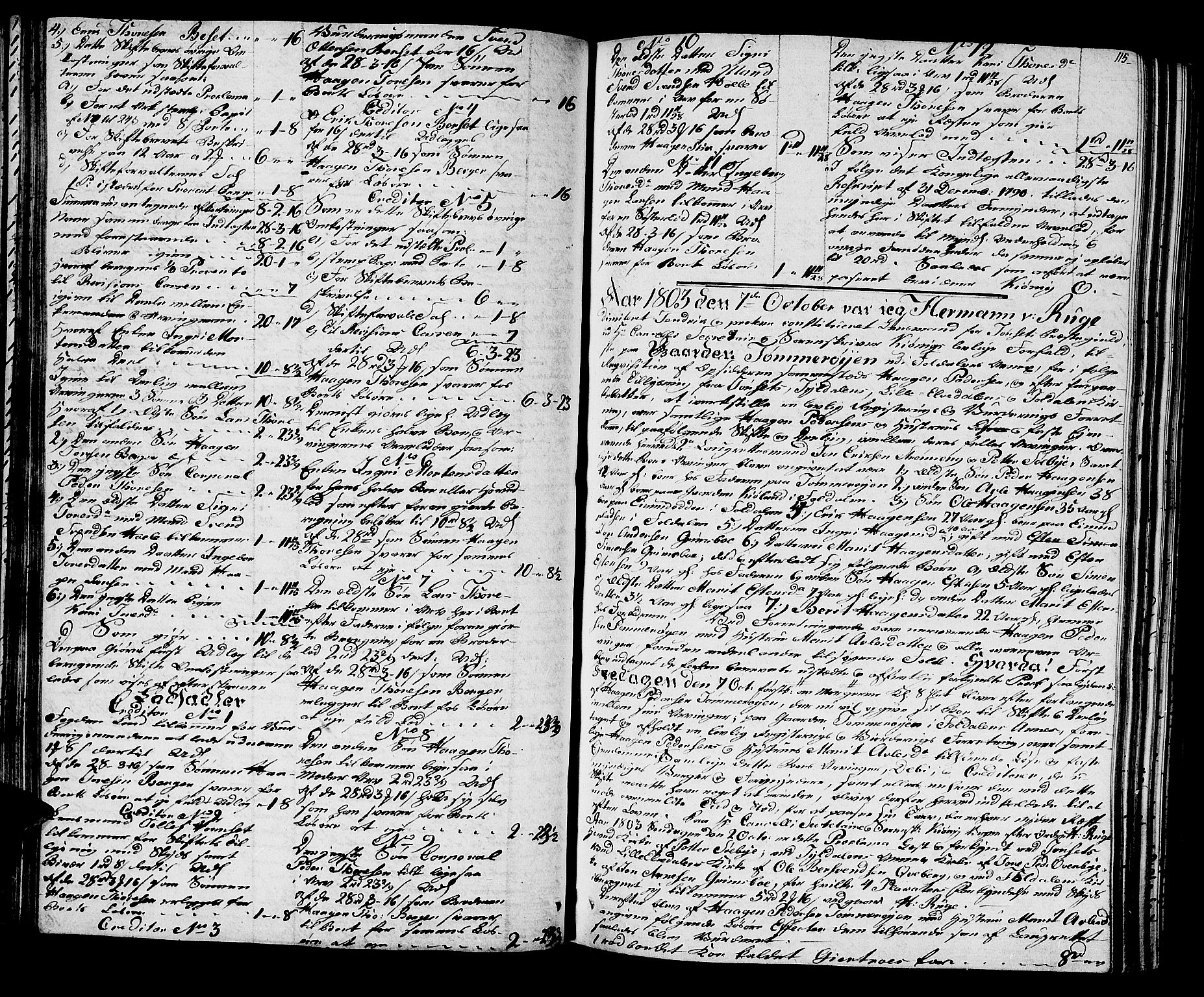Østerdalen sorenskriveri, AV/SAH-TING-032/J/Ja/L0009: Skifteprotokoll, 1803-1806, s. 114b-115a