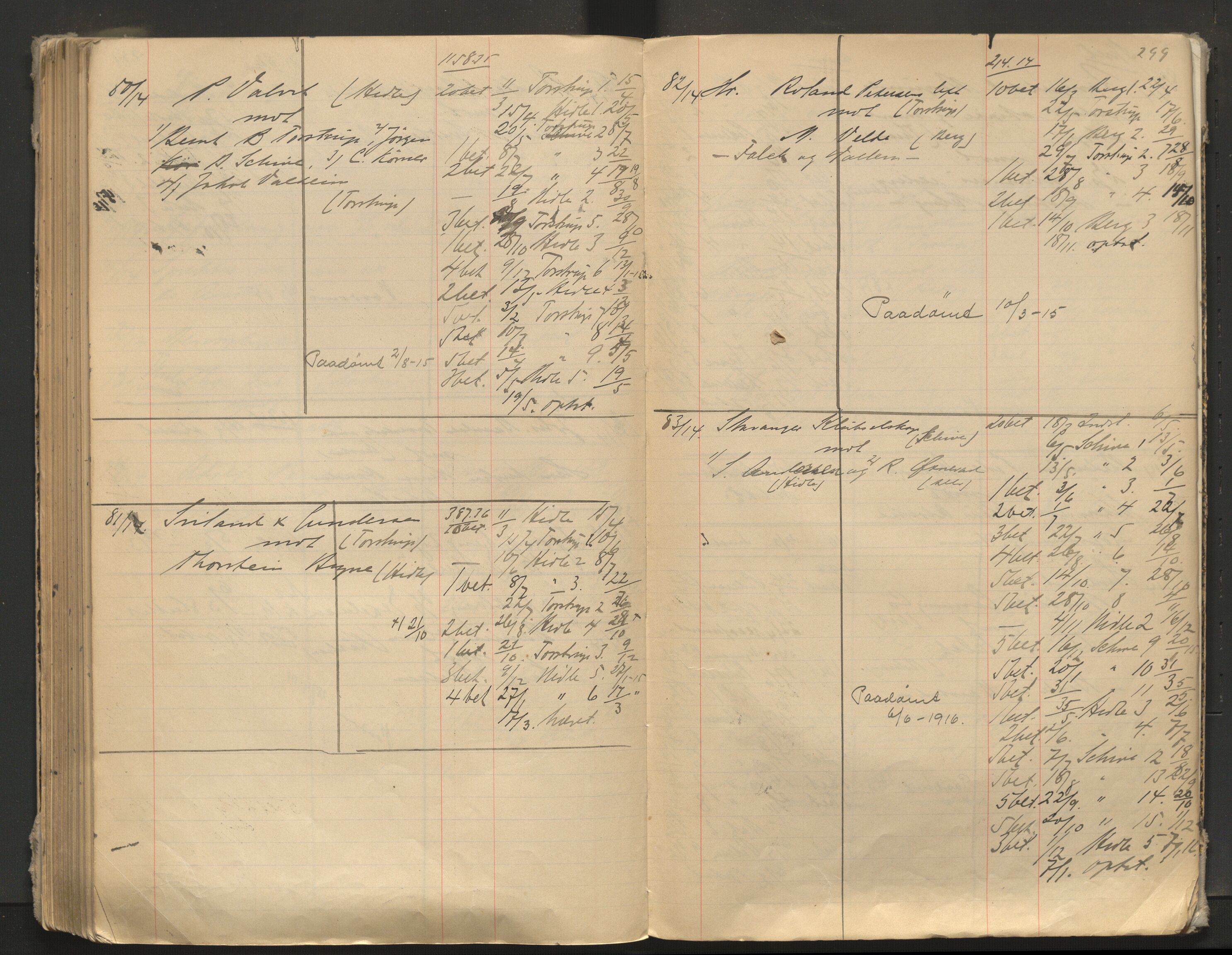 Stavanger byfogd, AV/SAST-A-101408/001/3/32/32A/L0005: Saksliste for Stavanger byting, 1910-1914, s. 298-299