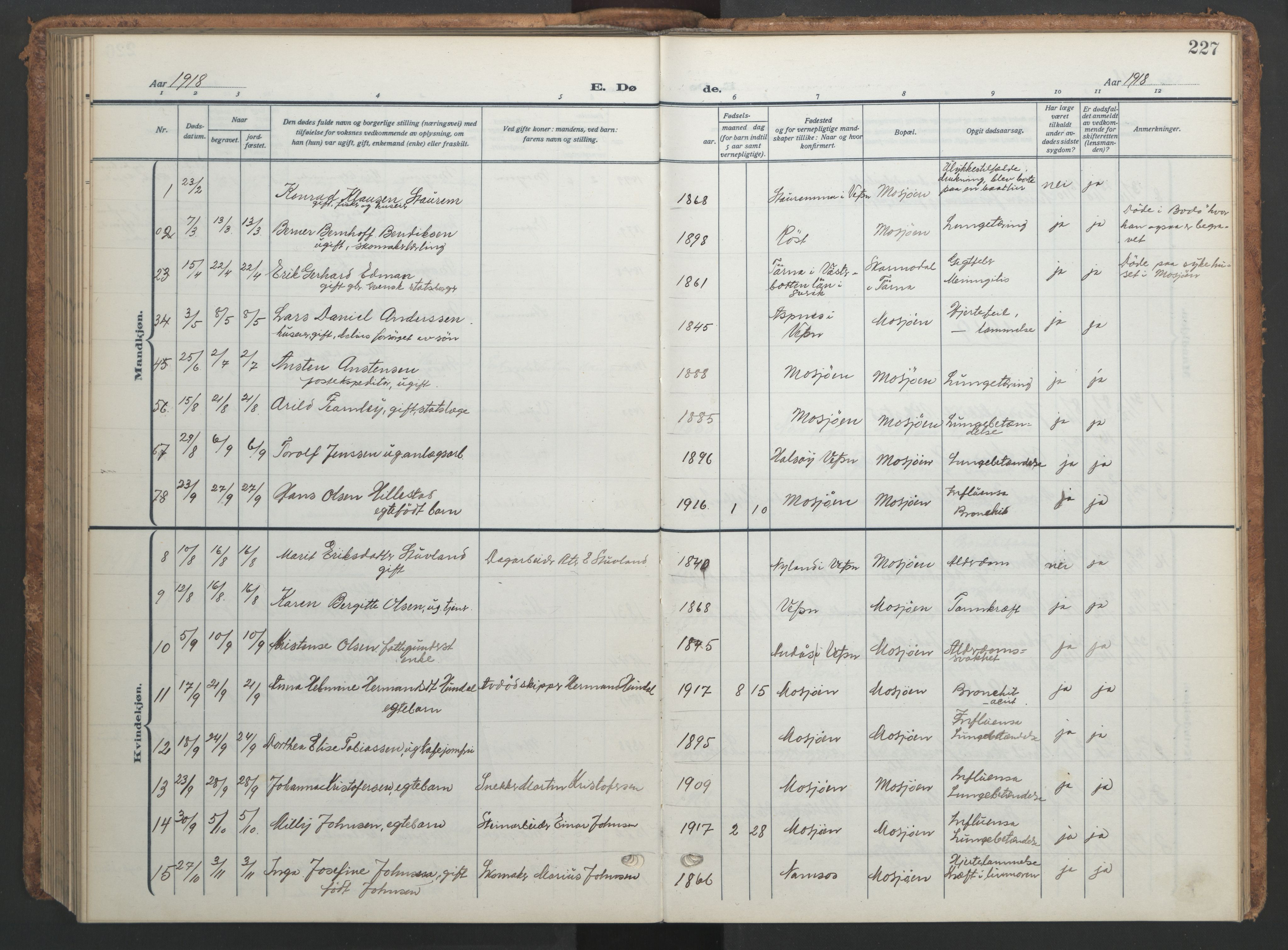 Ministerialprotokoller, klokkerbøker og fødselsregistre - Nordland, AV/SAT-A-1459/820/L0303: Klokkerbok nr. 820C05, 1917-1952, s. 227