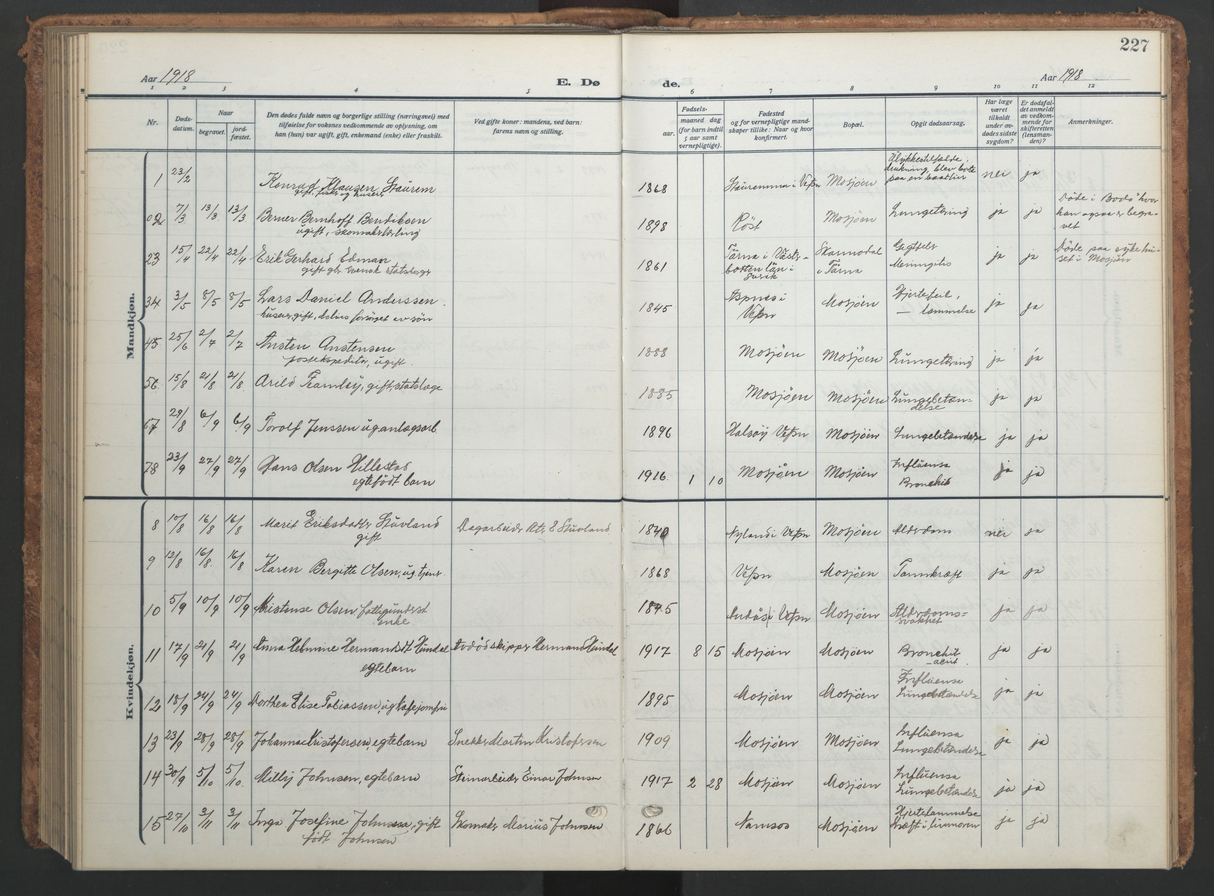 Ministerialprotokoller, klokkerbøker og fødselsregistre - Nordland, SAT/A-1459/820/L0303: Klokkerbok nr. 820C05, 1917-1952, s. 227