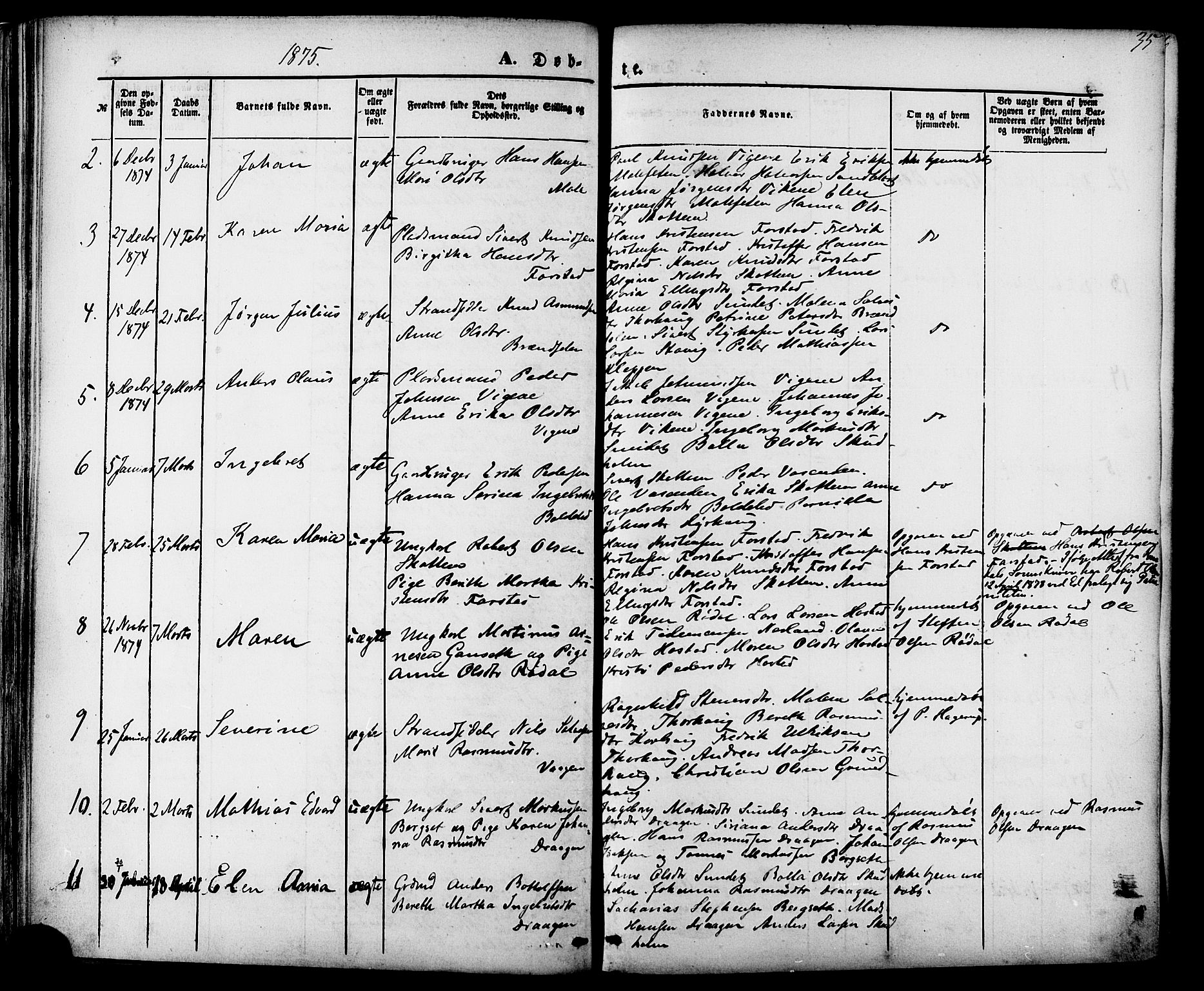 Ministerialprotokoller, klokkerbøker og fødselsregistre - Møre og Romsdal, AV/SAT-A-1454/566/L0768: Ministerialbok nr. 566A07, 1869-1881, s. 35