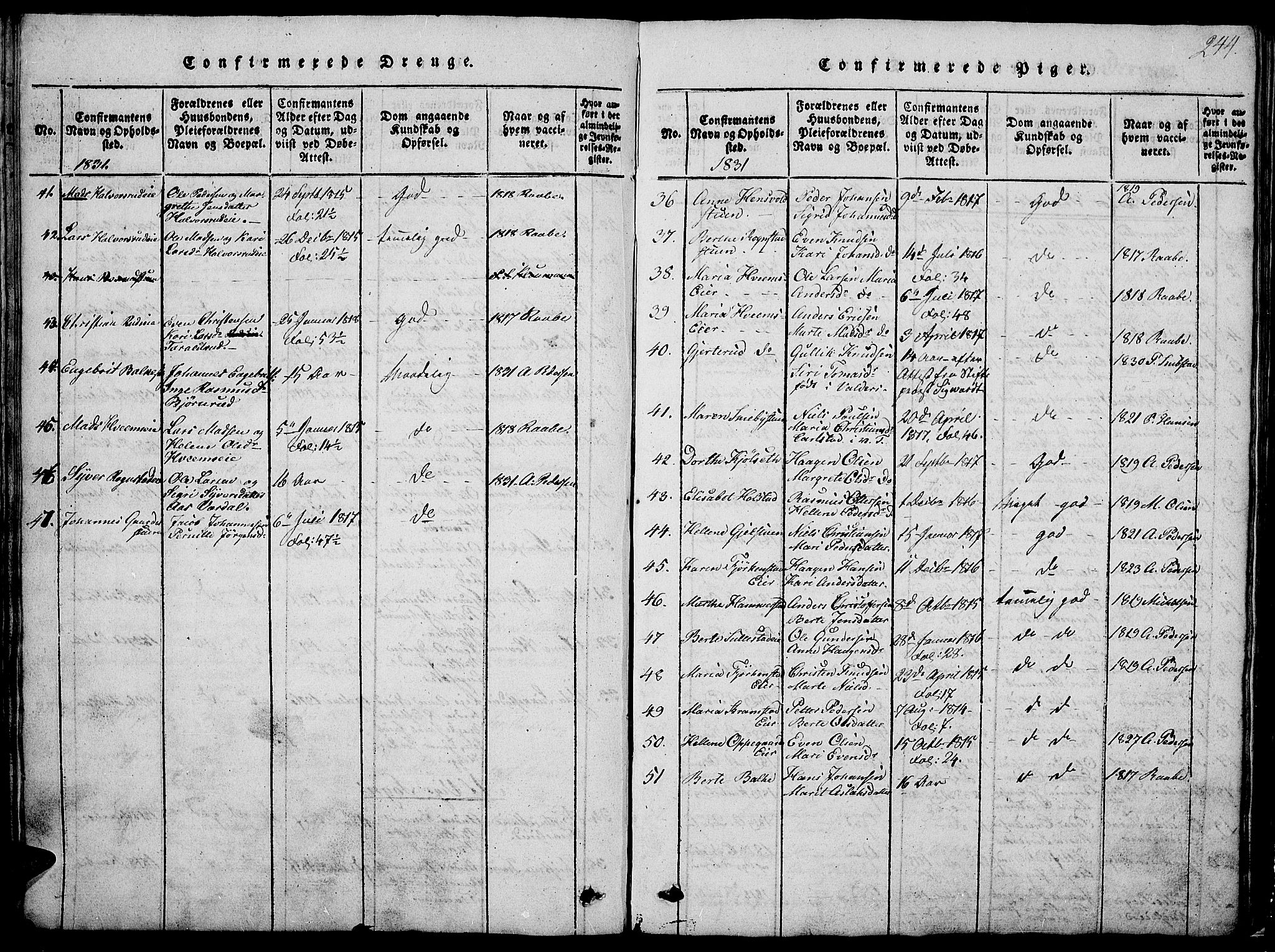 Østre Toten prestekontor, SAH/PREST-104/H/Ha/Hab/L0001: Klokkerbok nr. 1, 1827-1839, s. 244