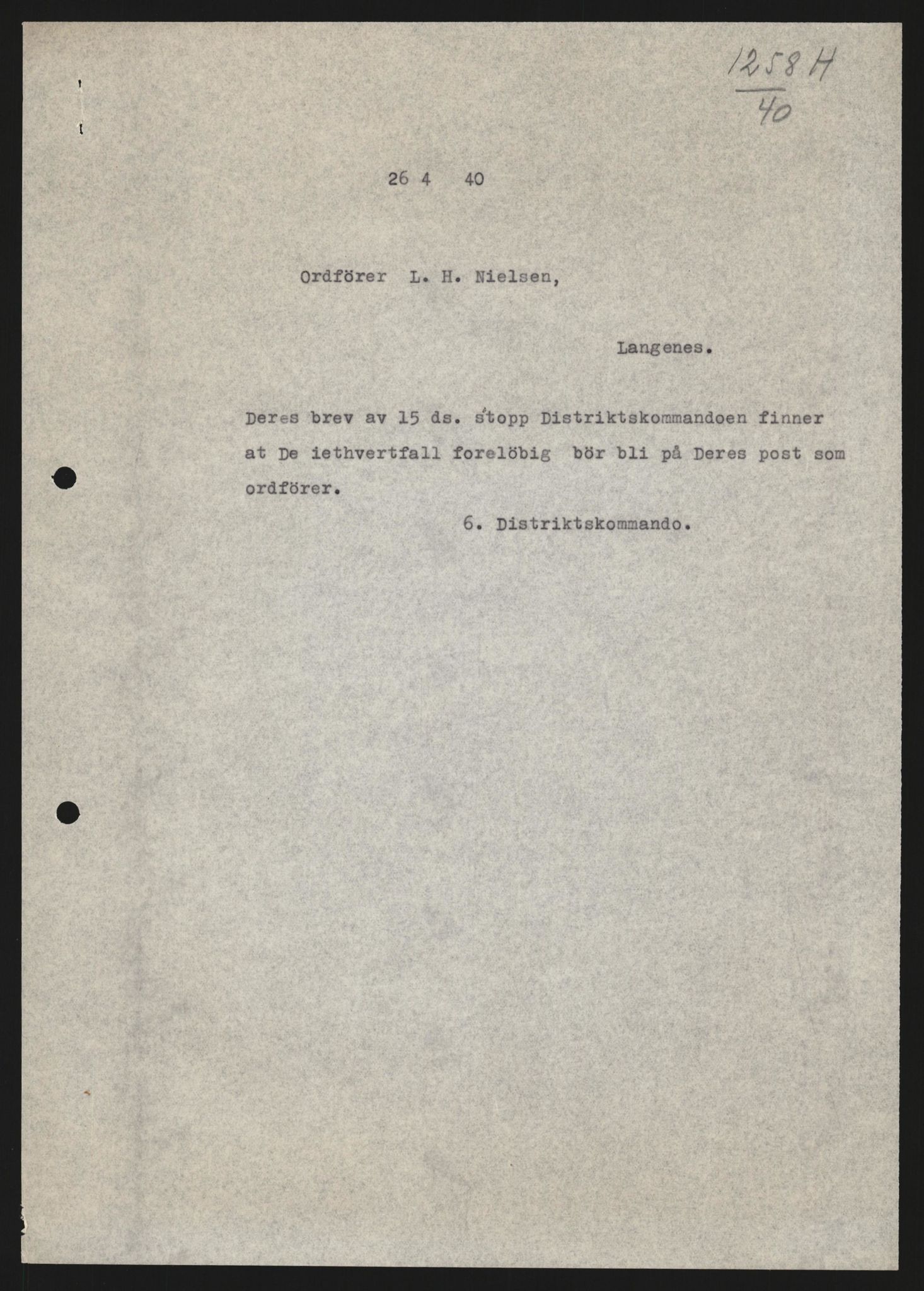 Forsvaret, Forsvarets krigshistoriske avdeling, AV/RA-RAFA-2017/Y/Yb/L0122: II-C-11-600  -  6. Divisjon med avdelinger, 1940, s. 294