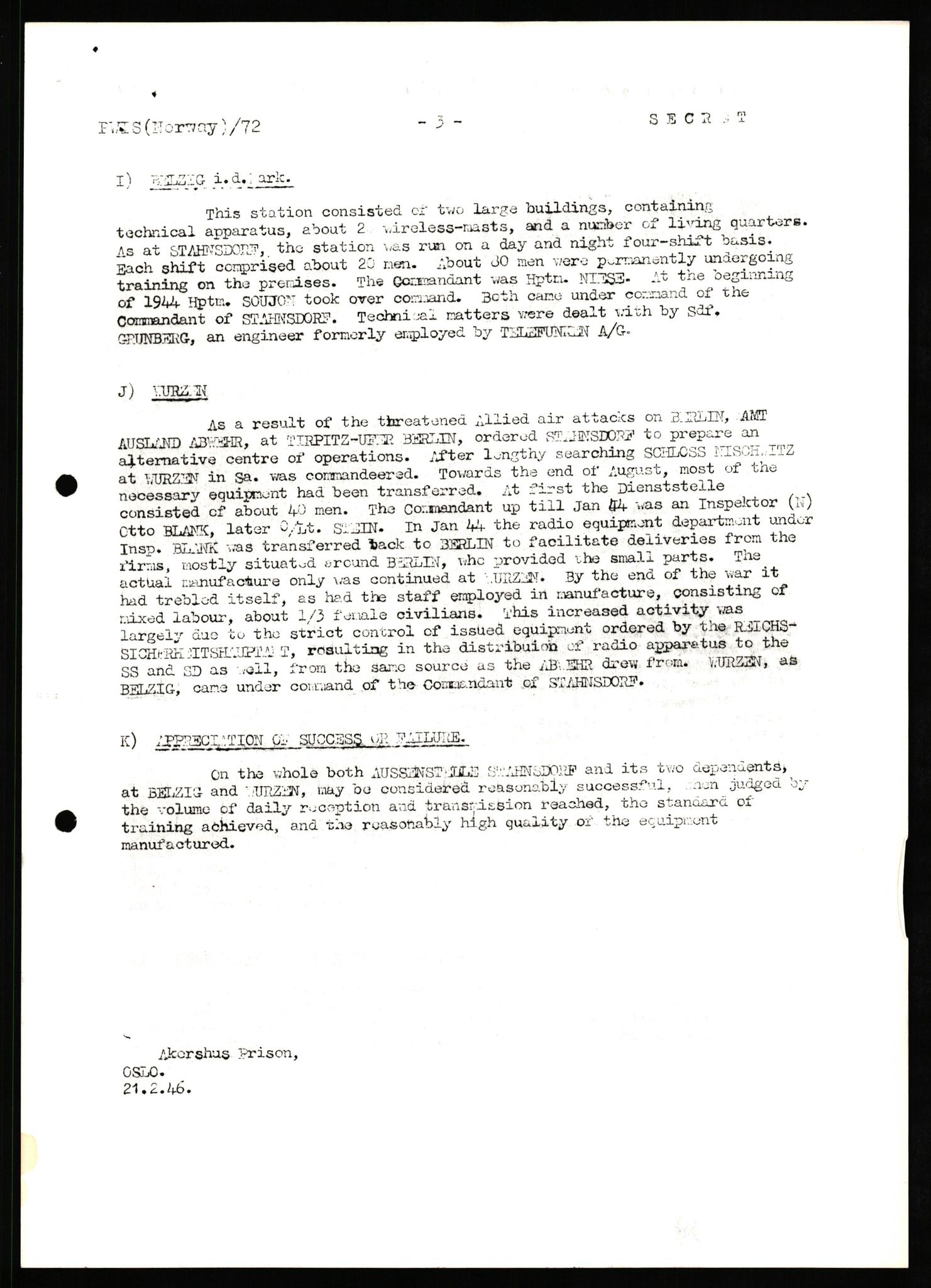 Forsvaret, Forsvarets overkommando II, AV/RA-RAFA-3915/D/Db/L0037: CI Questionaires. Tyske okkupasjonsstyrker i Norge. Tyskere., 1945-1946, s. 406