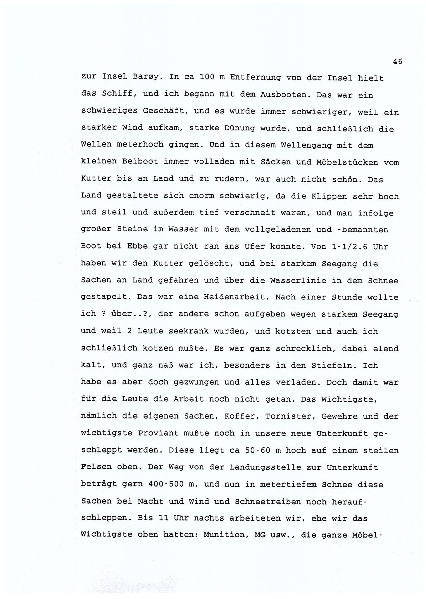 Dagbokopptegnelser av en tysk marineoffiser stasjonert i Norge , FMFB/A-1160/F/L0001: Dagbokopptegnelser av en tysk marineoffiser stasjonert i Norge, 1941-1944, s. 46