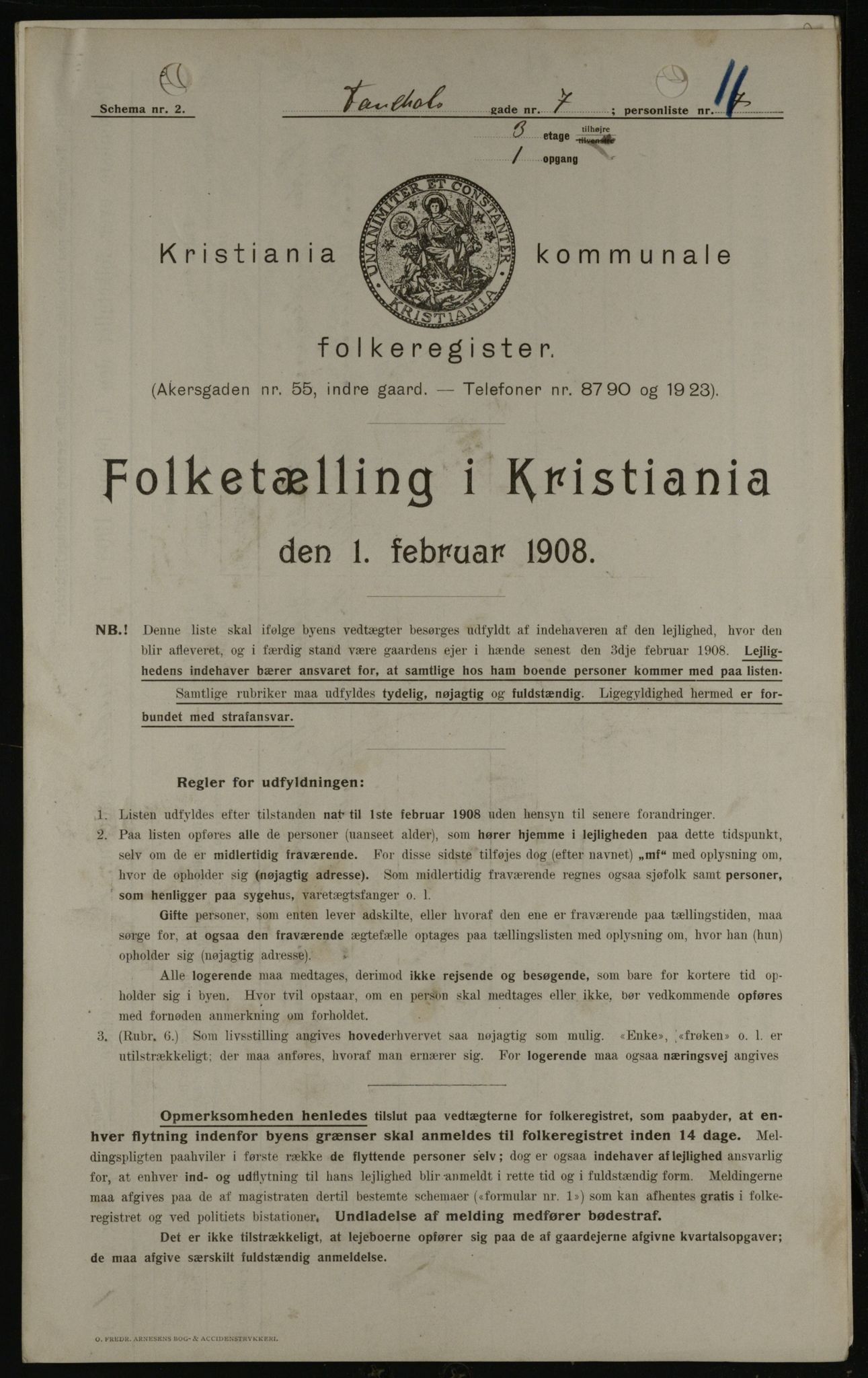 OBA, Kommunal folketelling 1.2.1908 for Kristiania kjøpstad, 1908, s. 21693