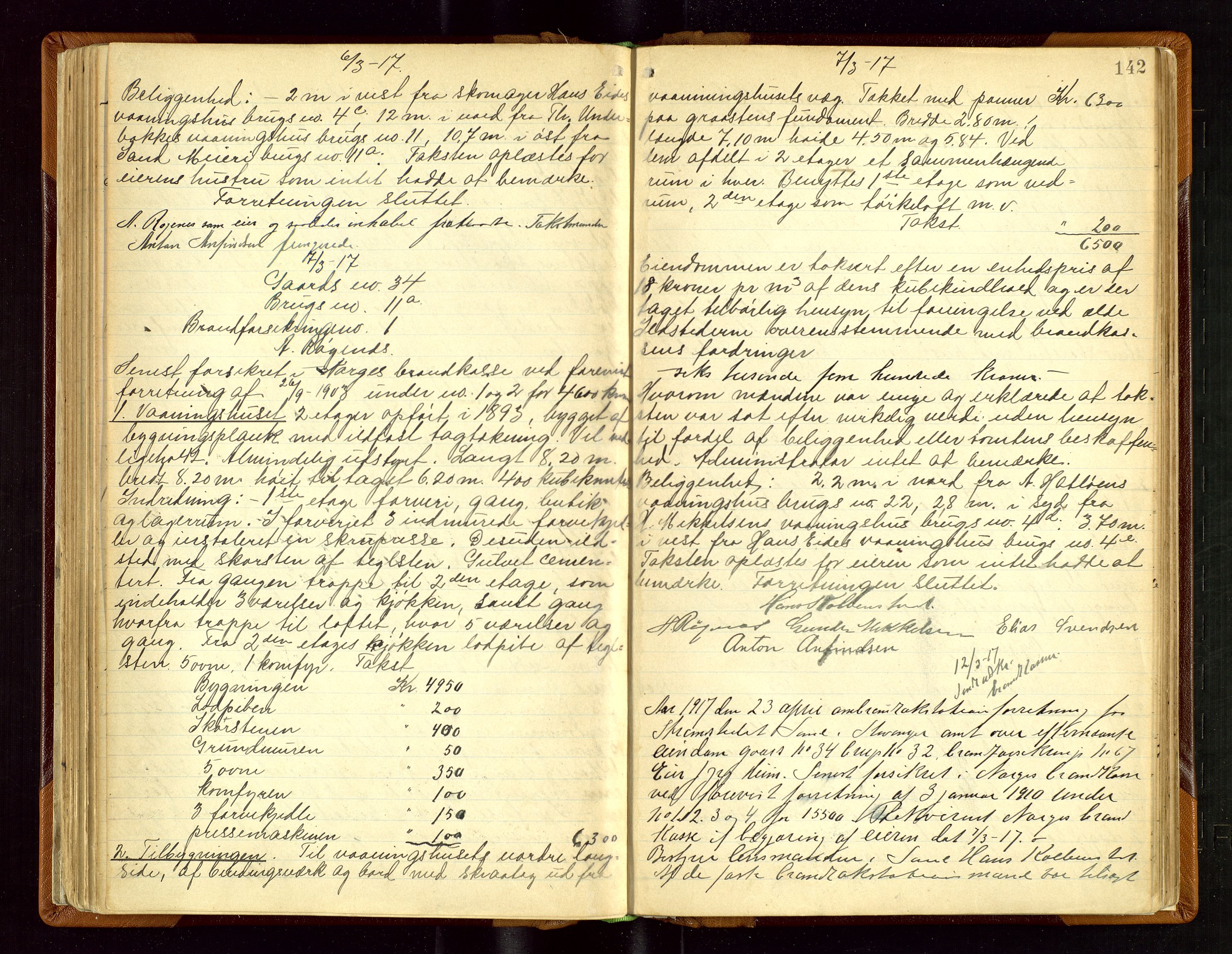 Sand lensmannskontor, AV/SAST-A-100415/Gob/L0003: Branntakstprotokoll, 1893-1936, s. 141b-142a