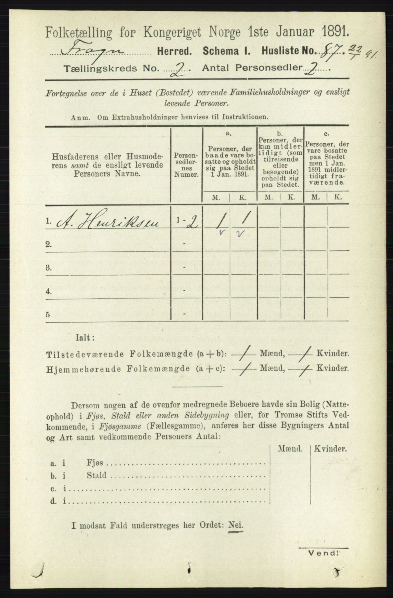 RA, Folketelling 1891 for 0215 Frogn herred, 1891, s. 1263