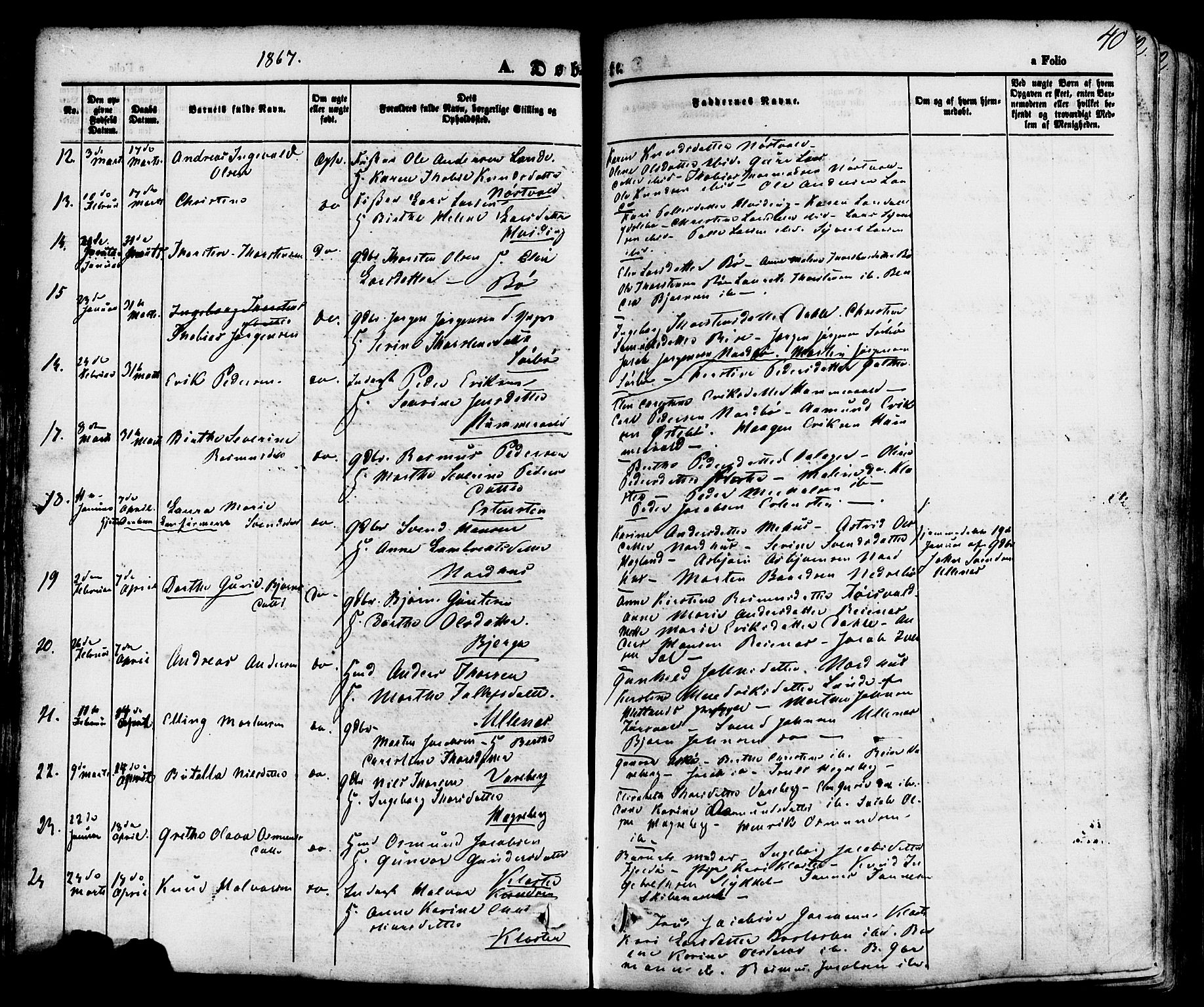 Rennesøy sokneprestkontor, AV/SAST-A -101827/H/Ha/Haa/L0006: Ministerialbok nr. A 6, 1860-1878, s. 40