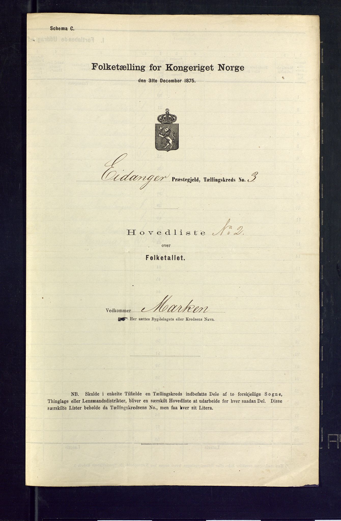 SAKO, Folketelling 1875 for 0813P Eidanger prestegjeld, 1875, s. 20