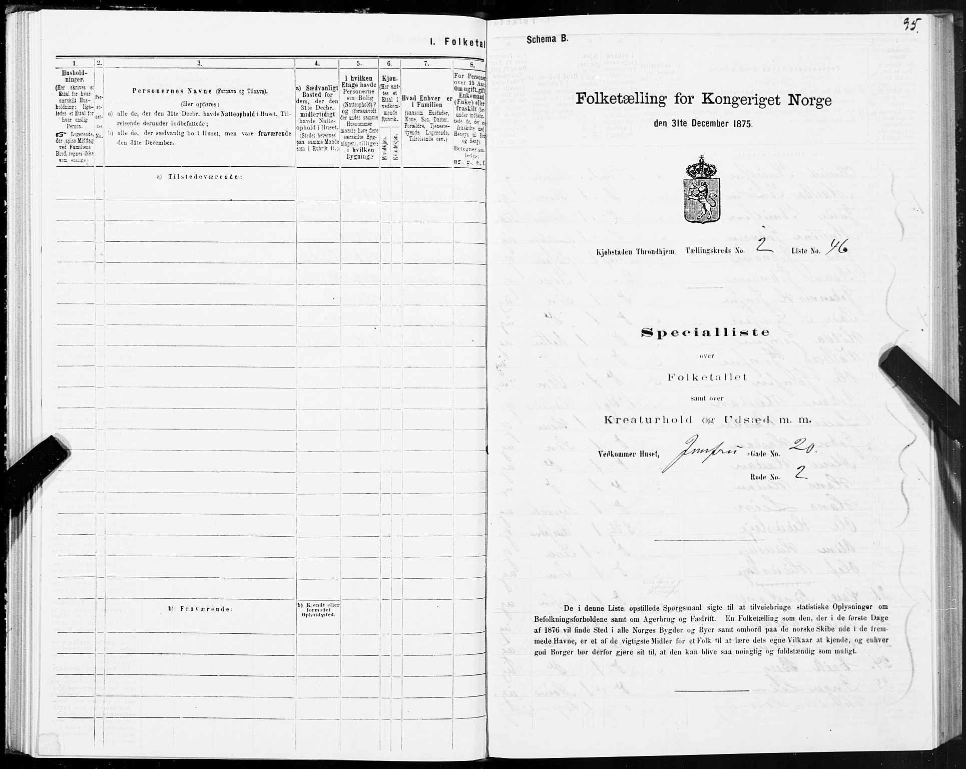 SAT, Folketelling 1875 for 1601 Trondheim kjøpstad, 1875, s. 2095