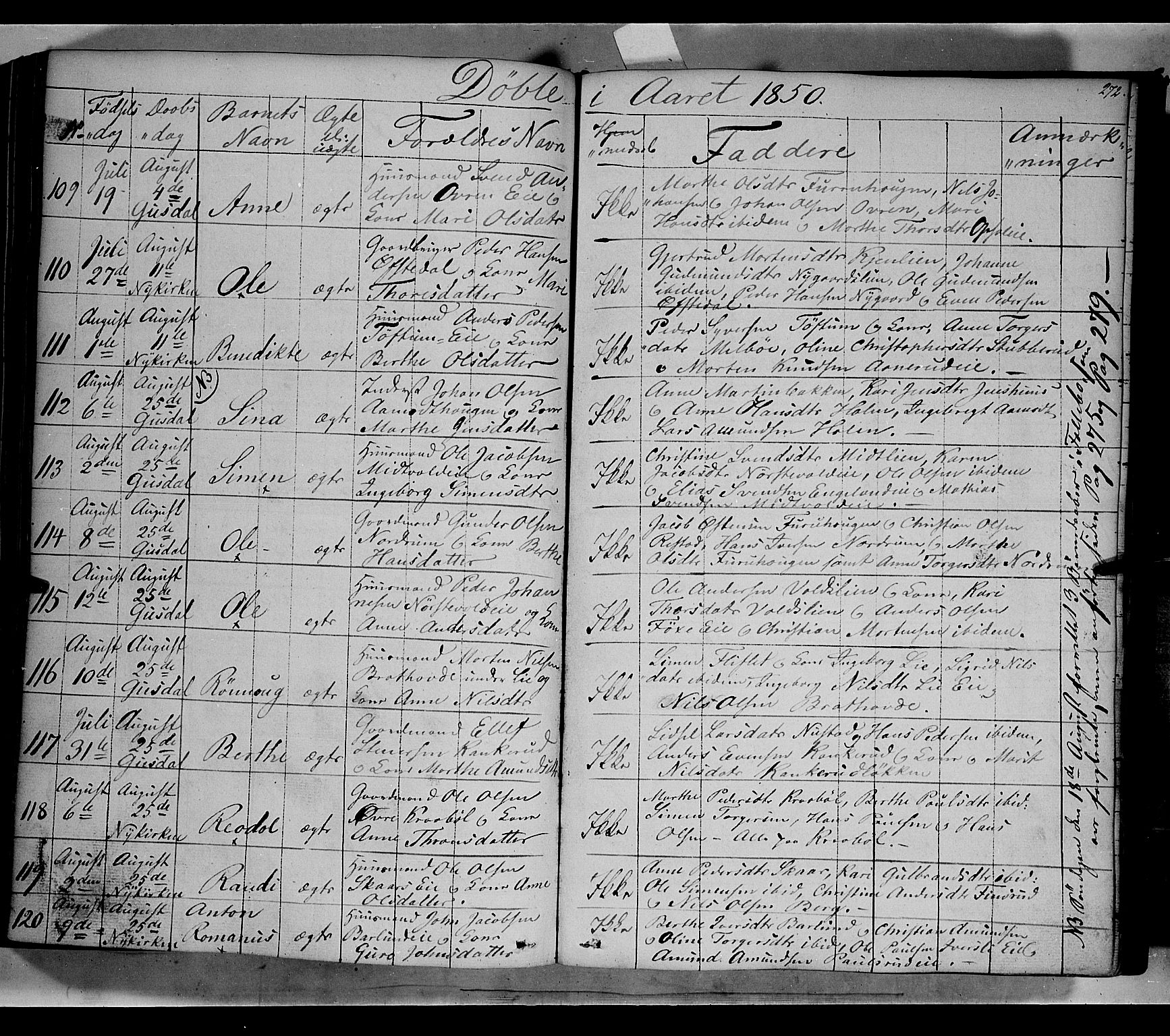 Gausdal prestekontor, AV/SAH-PREST-090/H/Ha/Haa/L0007: Ministerialbok nr. 7, 1840-1850, s. 272