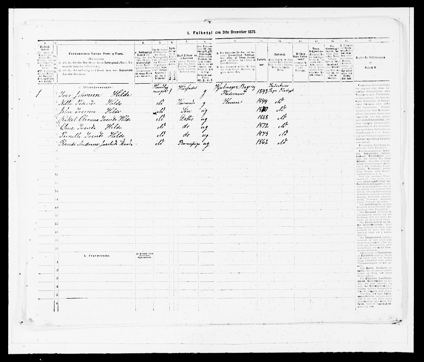 SAB, Folketelling 1875 for 1447P Innvik prestegjeld, 1875, s. 36