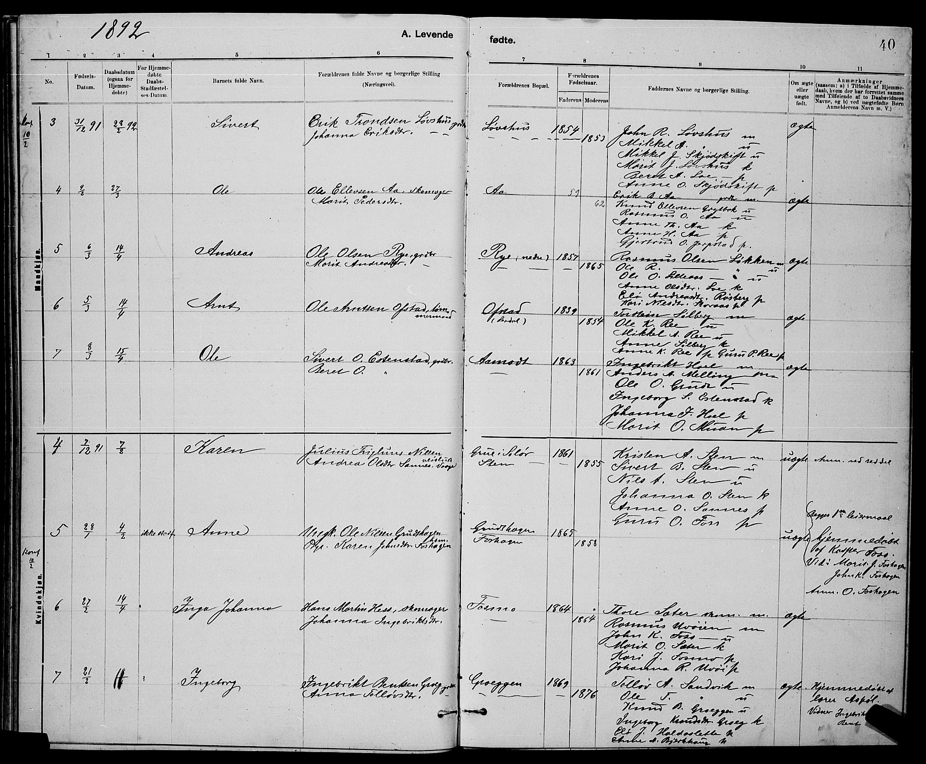 Ministerialprotokoller, klokkerbøker og fødselsregistre - Sør-Trøndelag, AV/SAT-A-1456/672/L0863: Klokkerbok nr. 672C02, 1888-1901, s. 40