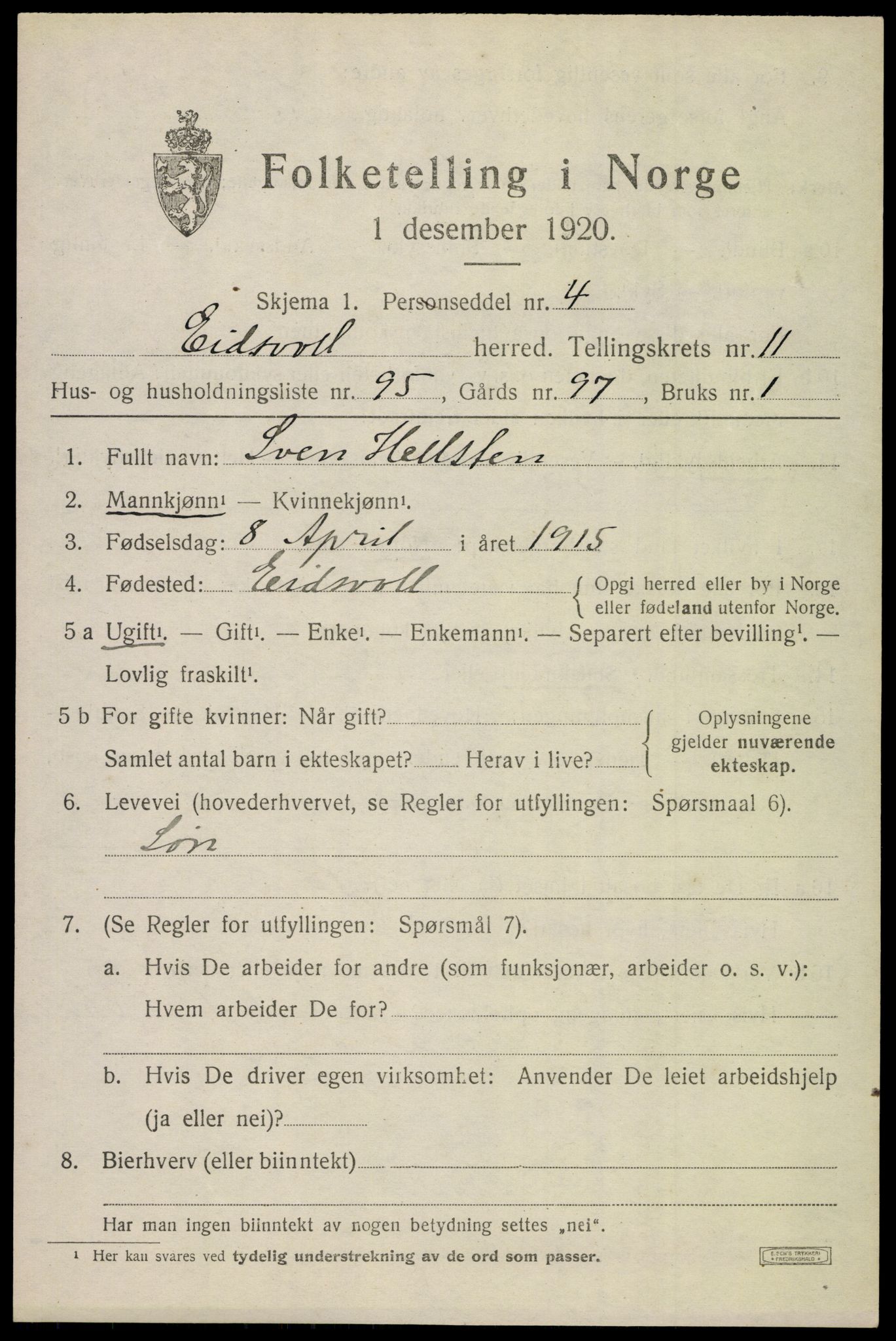 SAO, Folketelling 1920 for 0237 Eidsvoll herred, 1920, s. 18367