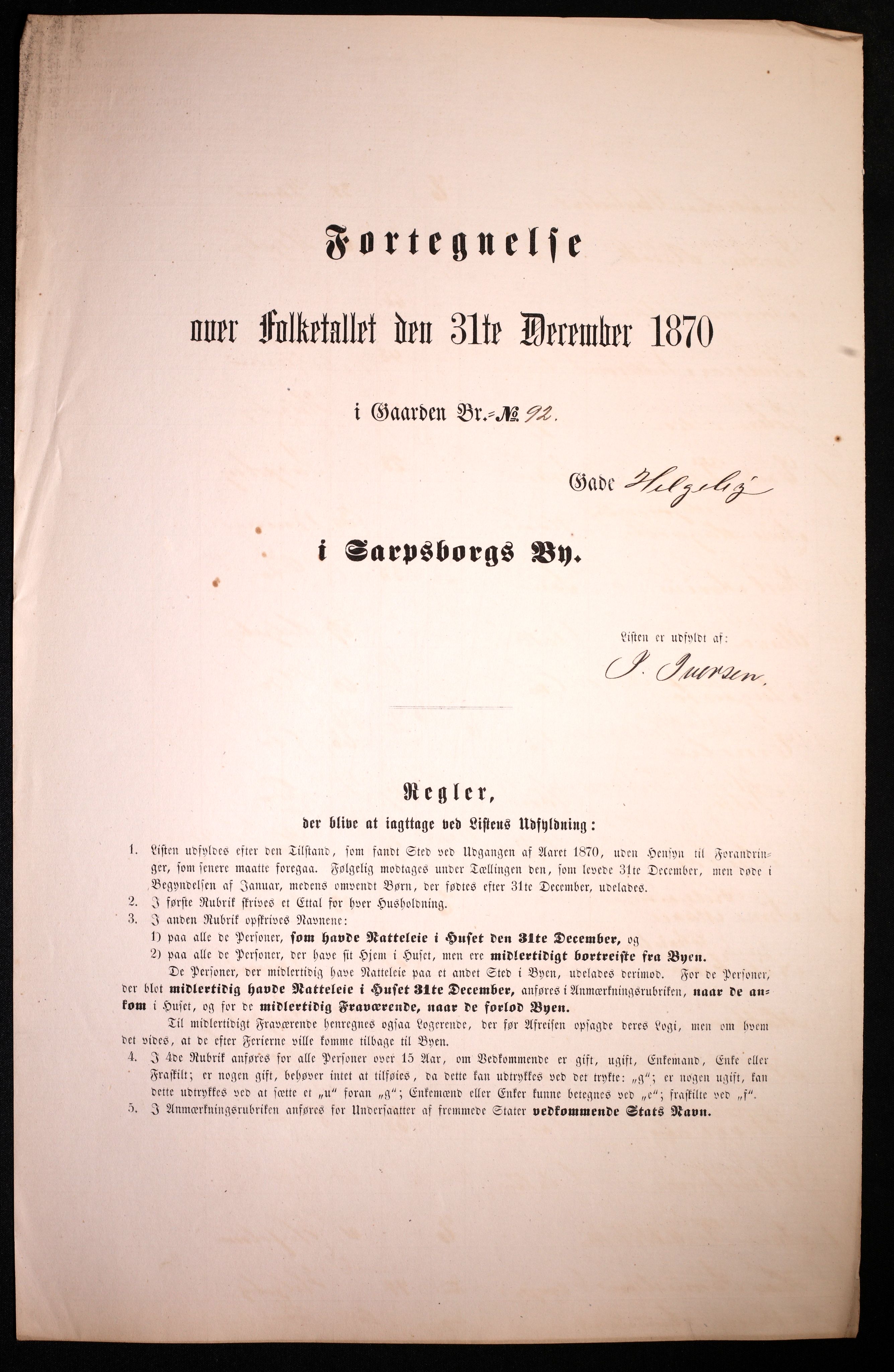 RA, Folketelling 1870 for 0102 Sarpsborg kjøpstad, 1870, s. 433