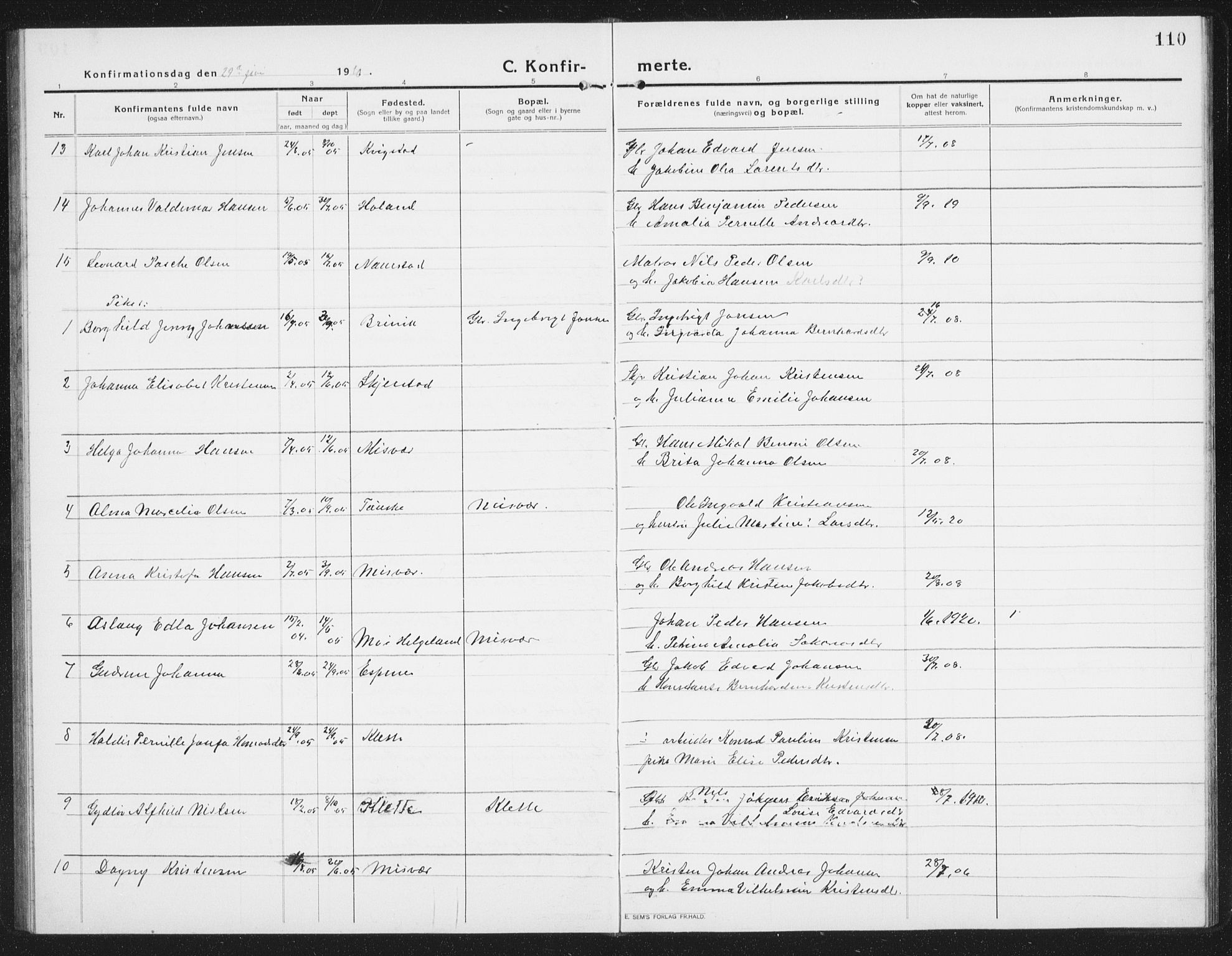 Ministerialprotokoller, klokkerbøker og fødselsregistre - Nordland, AV/SAT-A-1459/852/L0757: Klokkerbok nr. 852C08, 1916-1934, s. 110