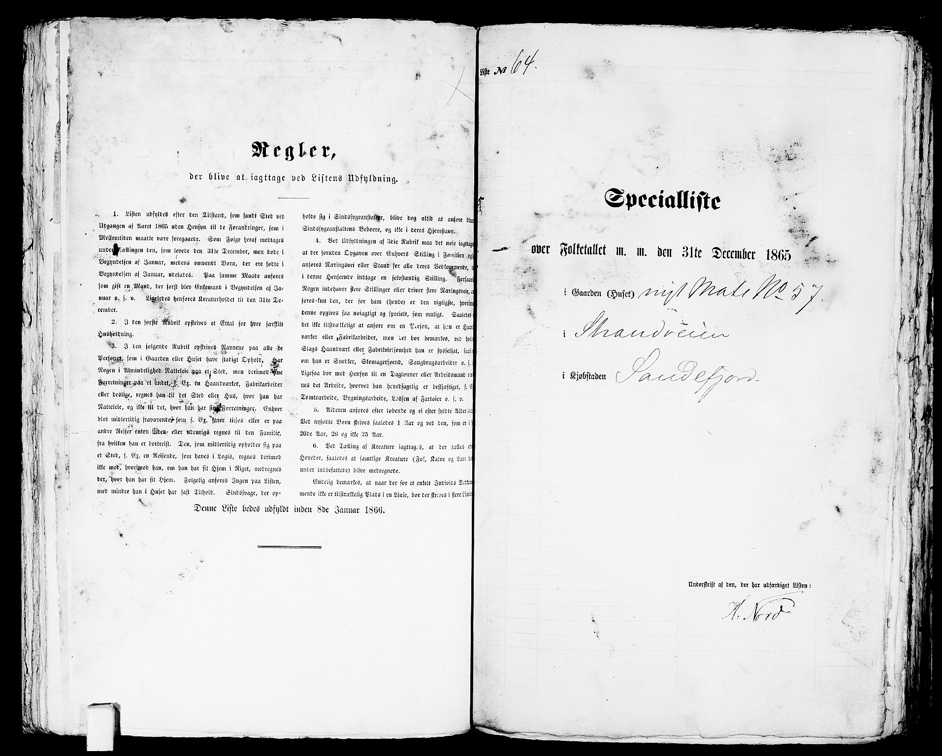 RA, Folketelling 1865 for 0706B Sandeherred prestegjeld, Sandefjord kjøpstad, 1865, s. 135