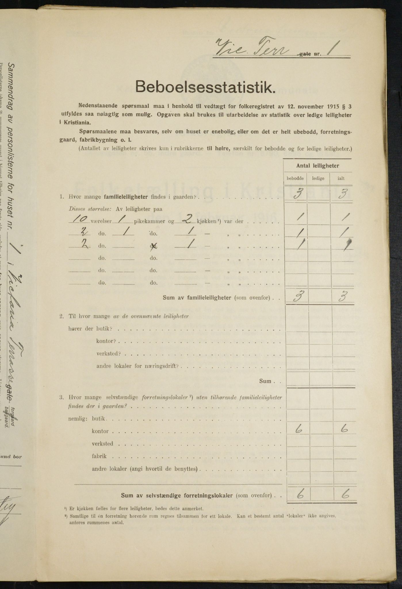 OBA, Kommunal folketelling 1.2.1916 for Kristiania, 1916, s. 127201