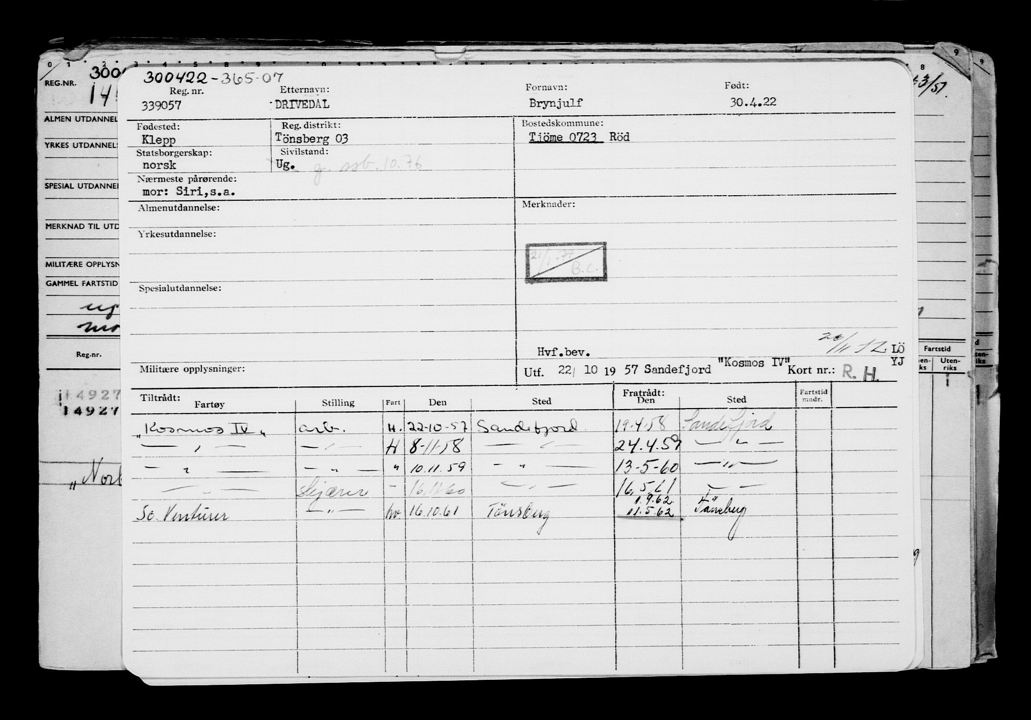 Direktoratet for sjømenn, AV/RA-S-3545/G/Gb/L0205: Hovedkort, 1922, s. 793