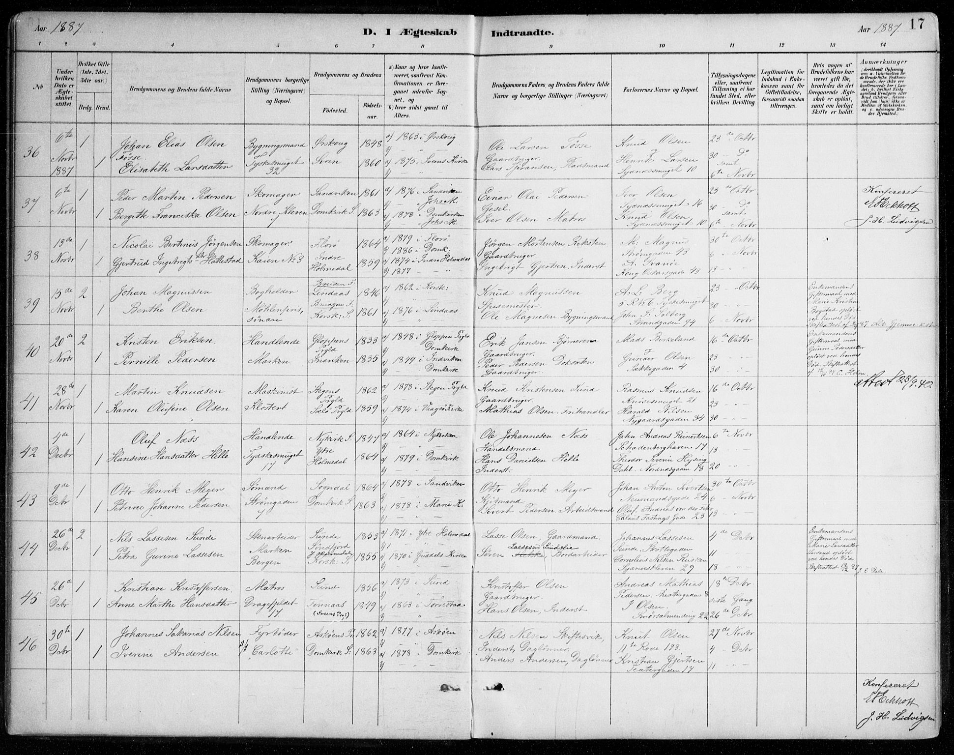 Johanneskirken sokneprestembete, AV/SAB-A-76001/H/Haa/L0012: Ministerialbok nr. D 1, 1885-1912, s. 17