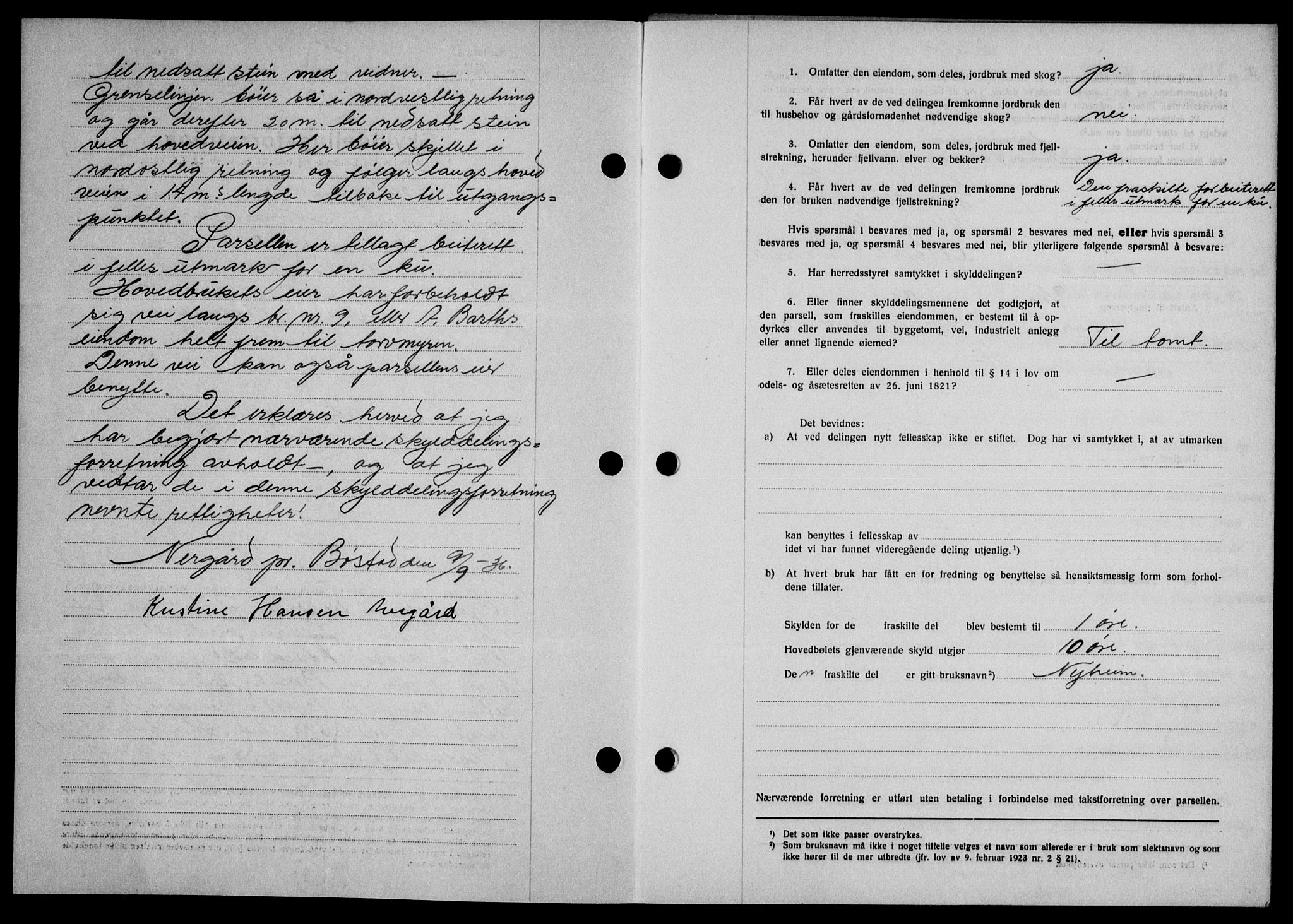 Lofoten sorenskriveri, SAT/A-0017/1/2/2C/L0001a: Pantebok nr. 1a, 1936-1937, Dagboknr: 1815/1936