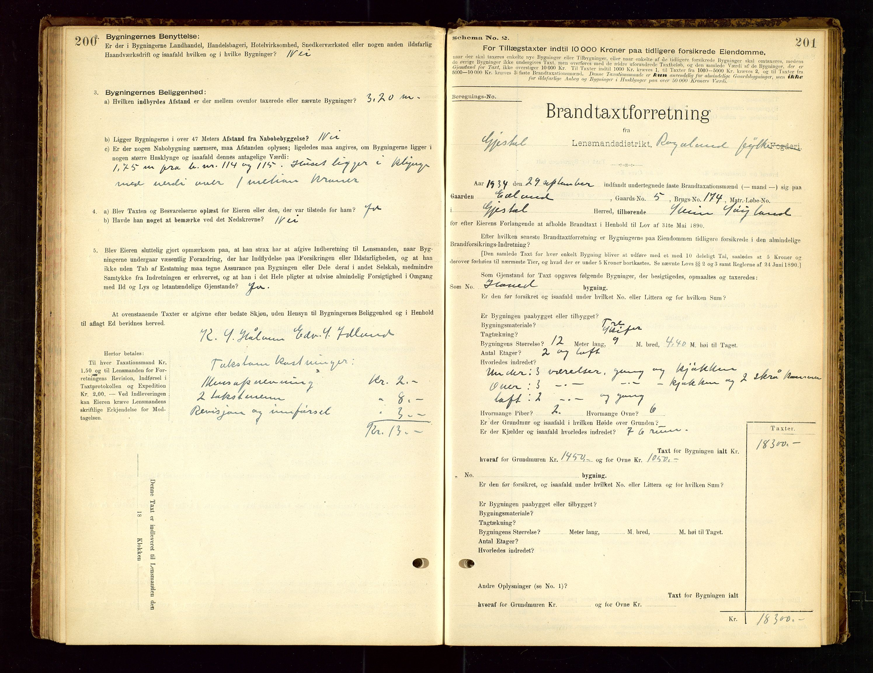 Gjesdal lensmannskontor, SAST/A-100441/Go/L0007: Branntakstskjemaprotokoll, 1894-1937, s. 200-201