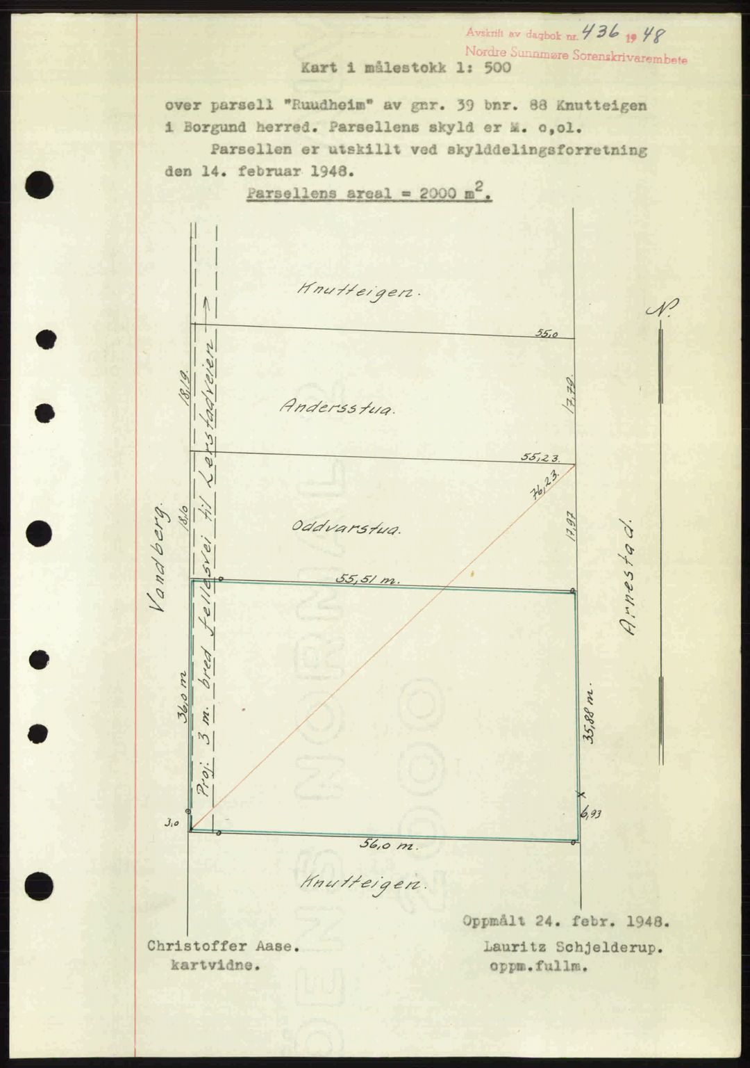 Nordre Sunnmøre sorenskriveri, AV/SAT-A-0006/1/2/2C/2Ca: Pantebok nr. A27, 1948-1948, Dagboknr: 436/1948