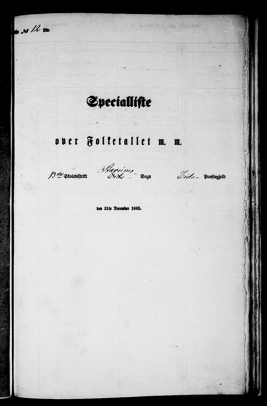 RA, Folketelling 1865 for 1443P Eid prestegjeld, 1865, s. 188