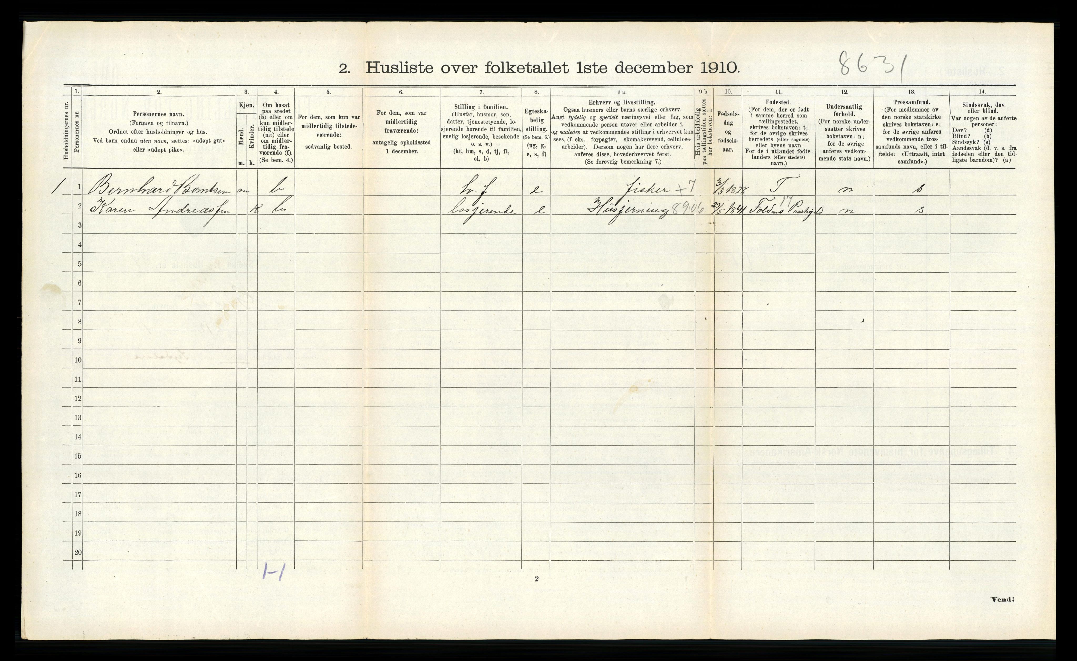 RA, Folketelling 1910 for 1864 Gimsøy herred, 1910, s. 338