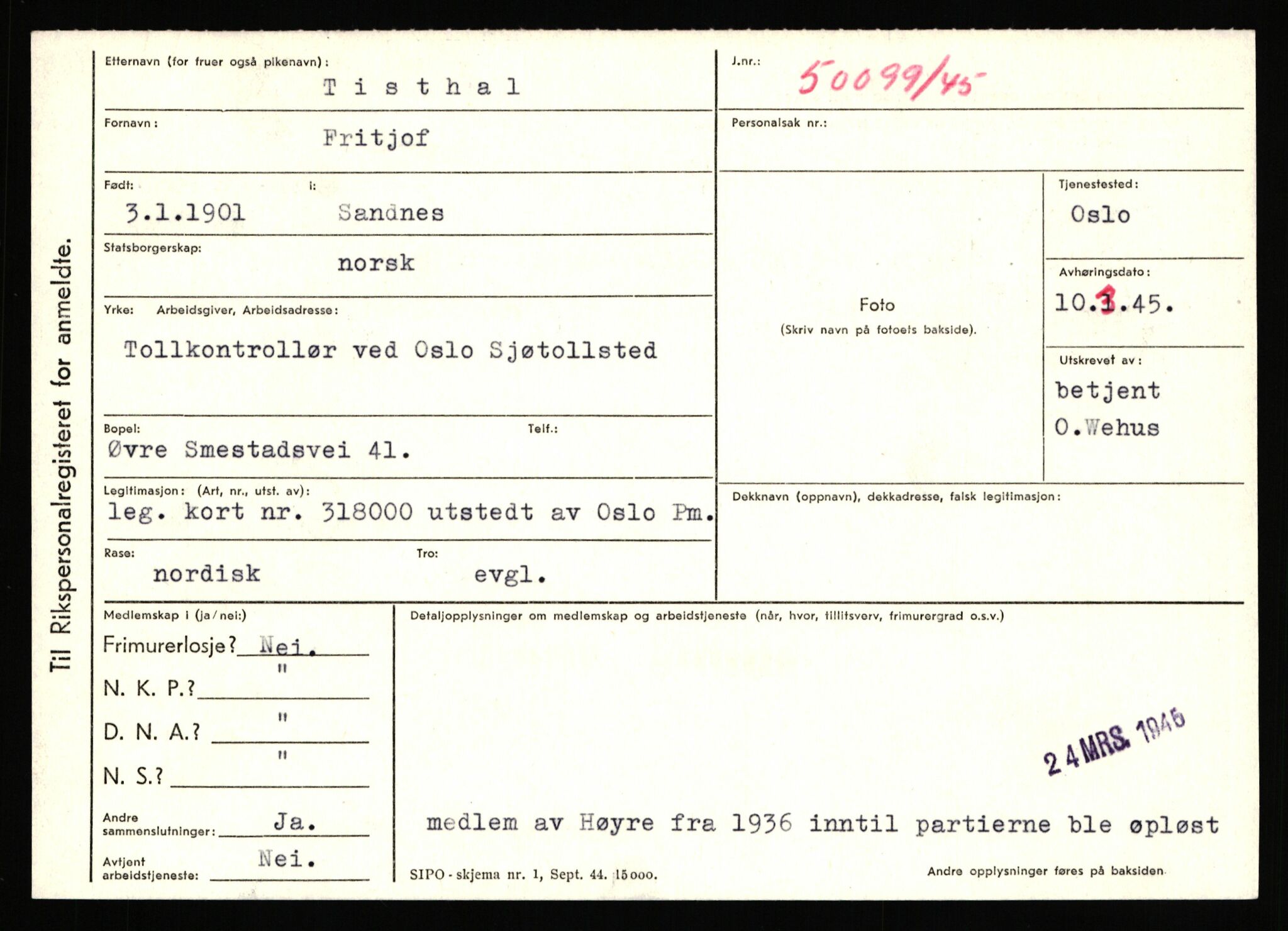 Statspolitiet - Hovedkontoret / Osloavdelingen, AV/RA-S-1329/C/Ca/L0015: Svea - Tøsse, 1943-1945, s. 3225