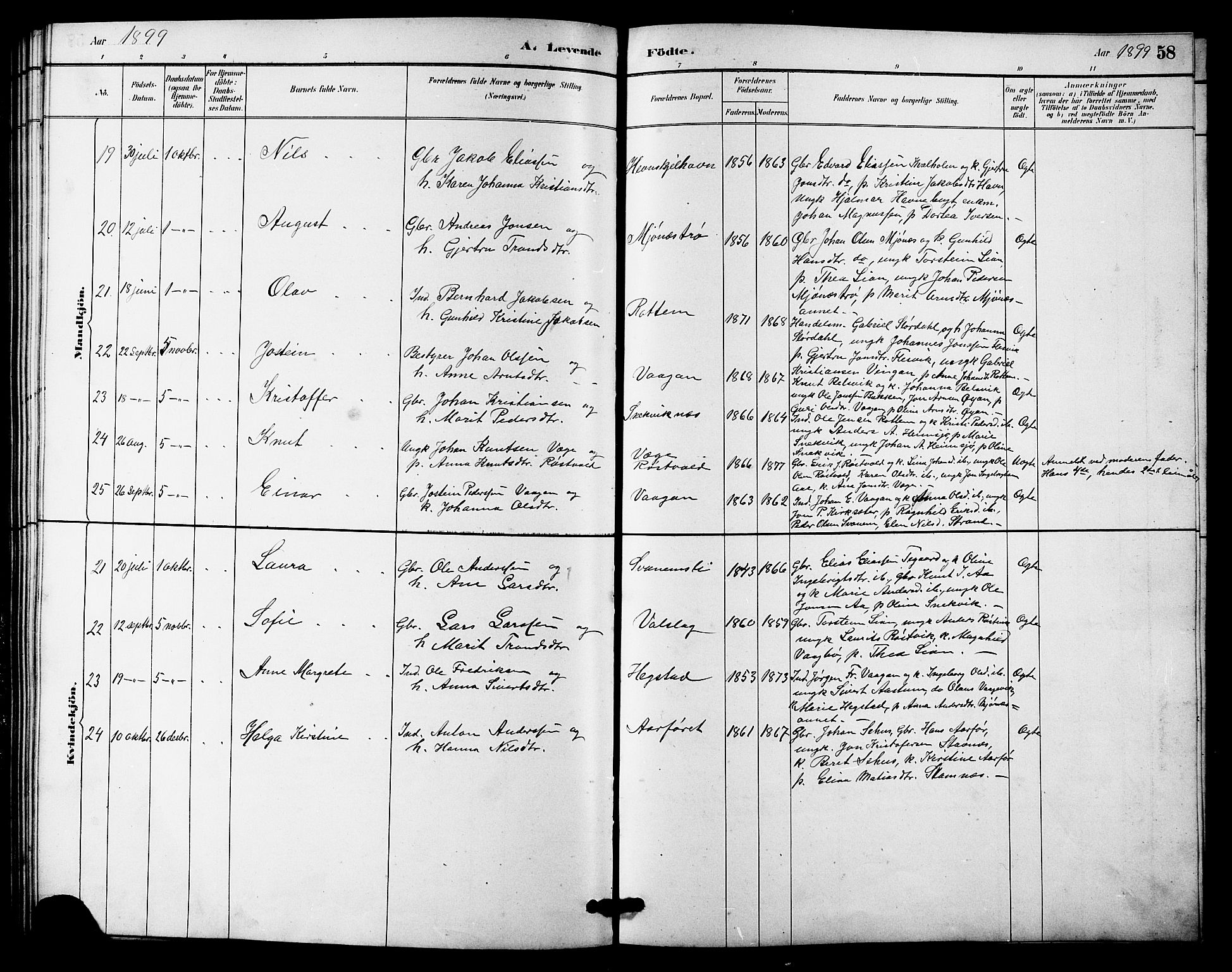 Ministerialprotokoller, klokkerbøker og fødselsregistre - Sør-Trøndelag, AV/SAT-A-1456/633/L0519: Klokkerbok nr. 633C01, 1884-1905, s. 58