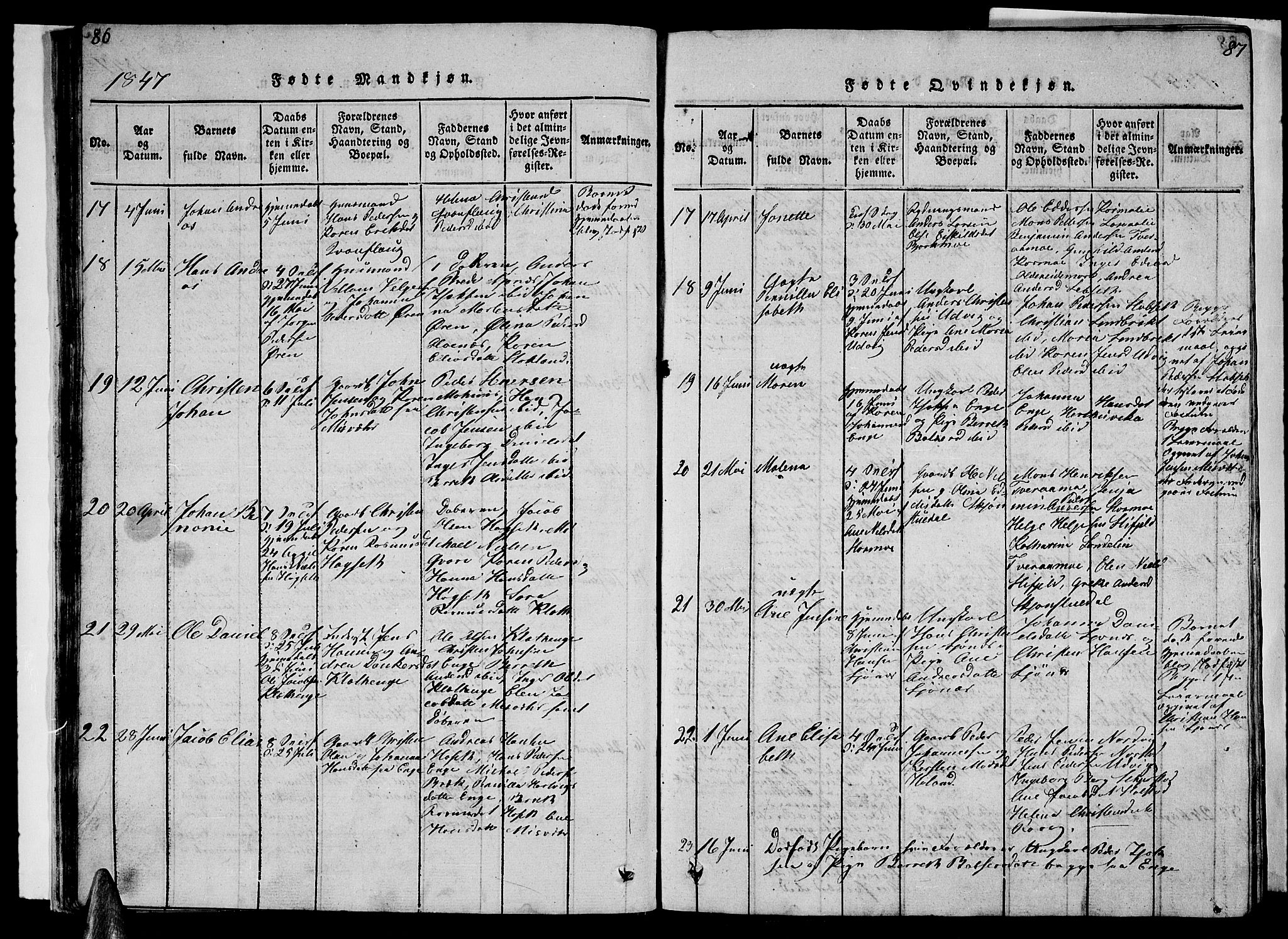 Ministerialprotokoller, klokkerbøker og fødselsregistre - Nordland, AV/SAT-A-1459/852/L0752: Klokkerbok nr. 852C03, 1840-1855, s. 86-87