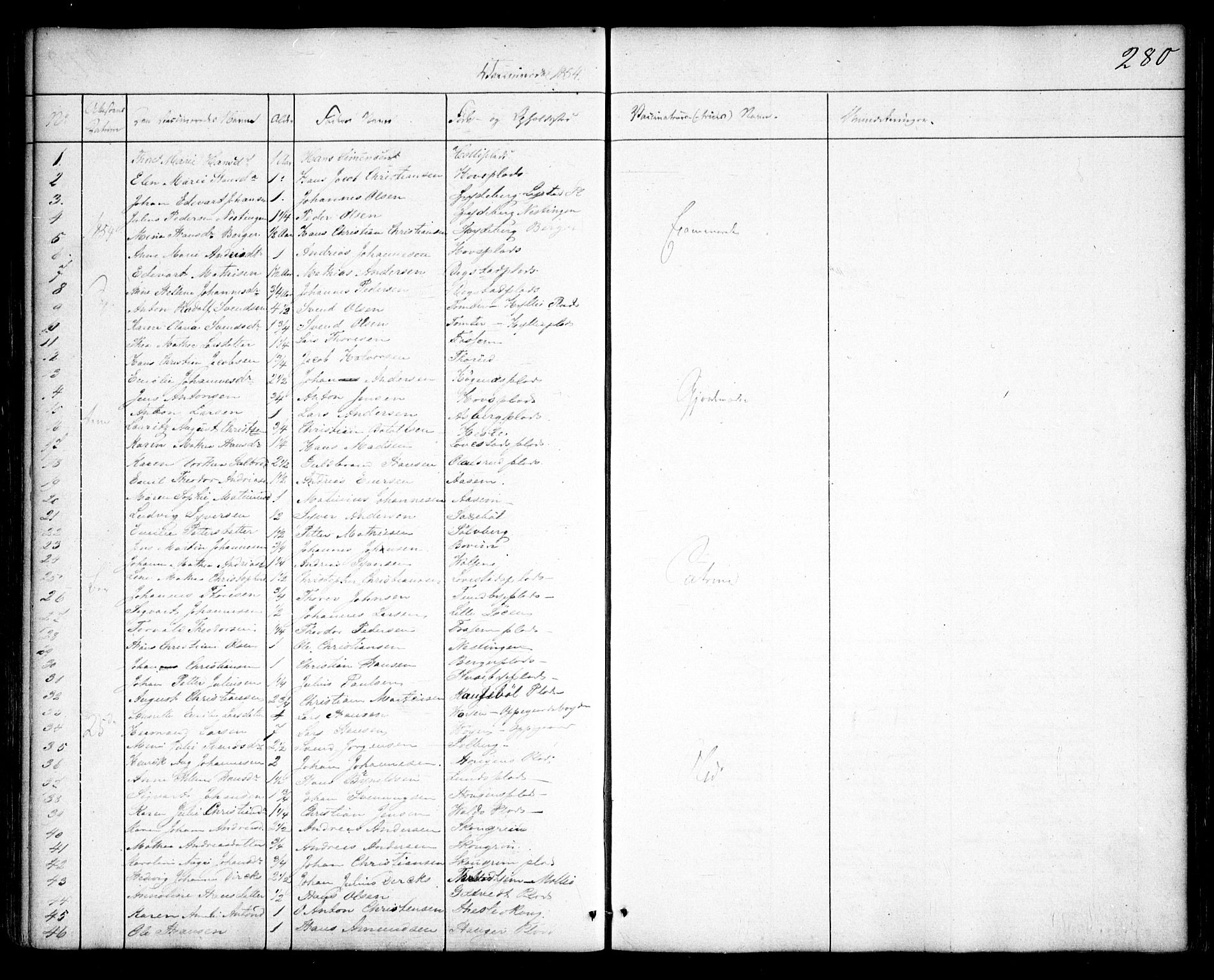 Spydeberg prestekontor Kirkebøker, SAO/A-10924/F/Fa/L0005: Ministerialbok nr. I 5, 1842-1862, s. 280