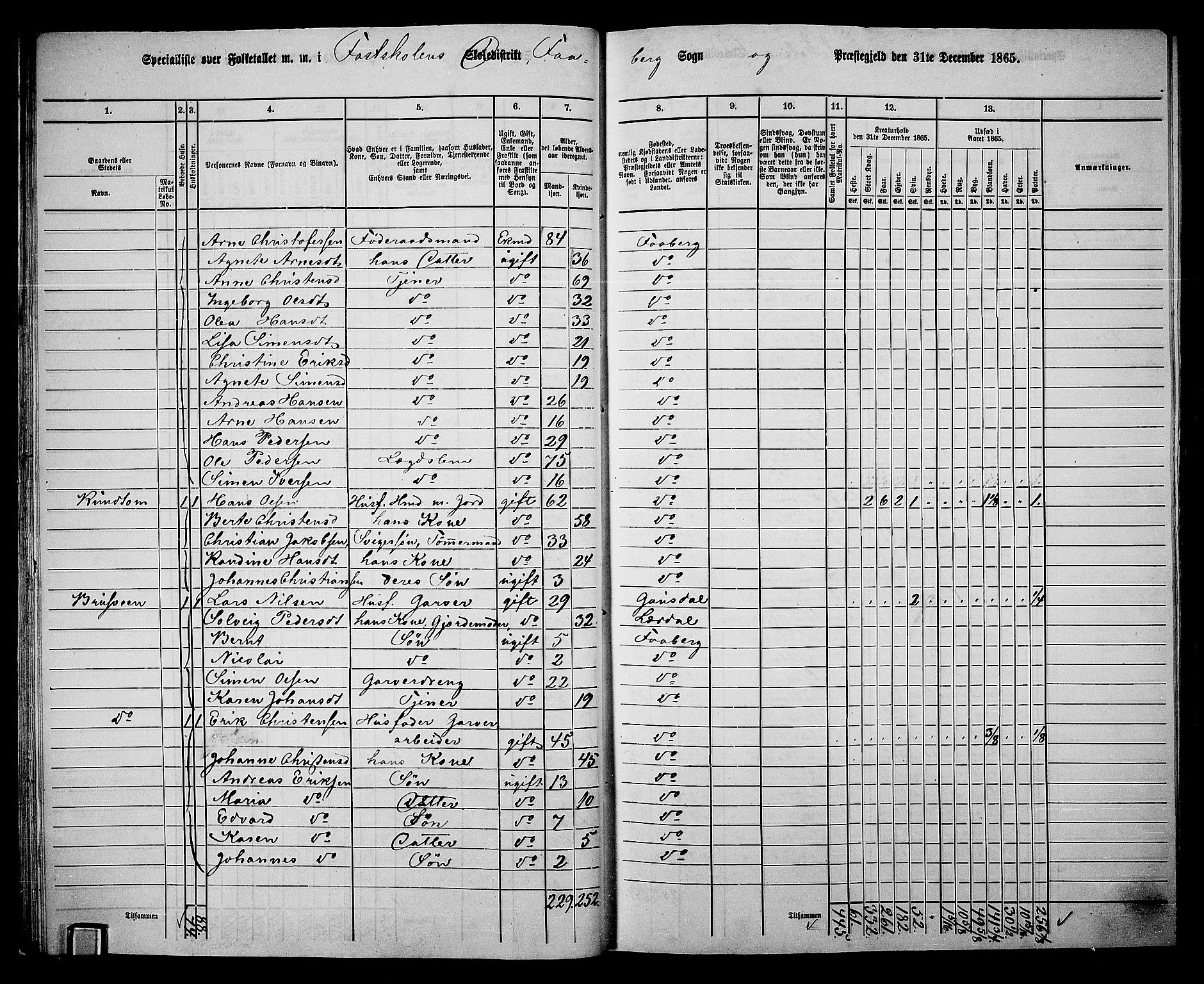 RA, Folketelling 1865 for 0524L Fåberg prestegjeld, Fåberg sokn og Lillehammer landsokn, 1865, s. 30