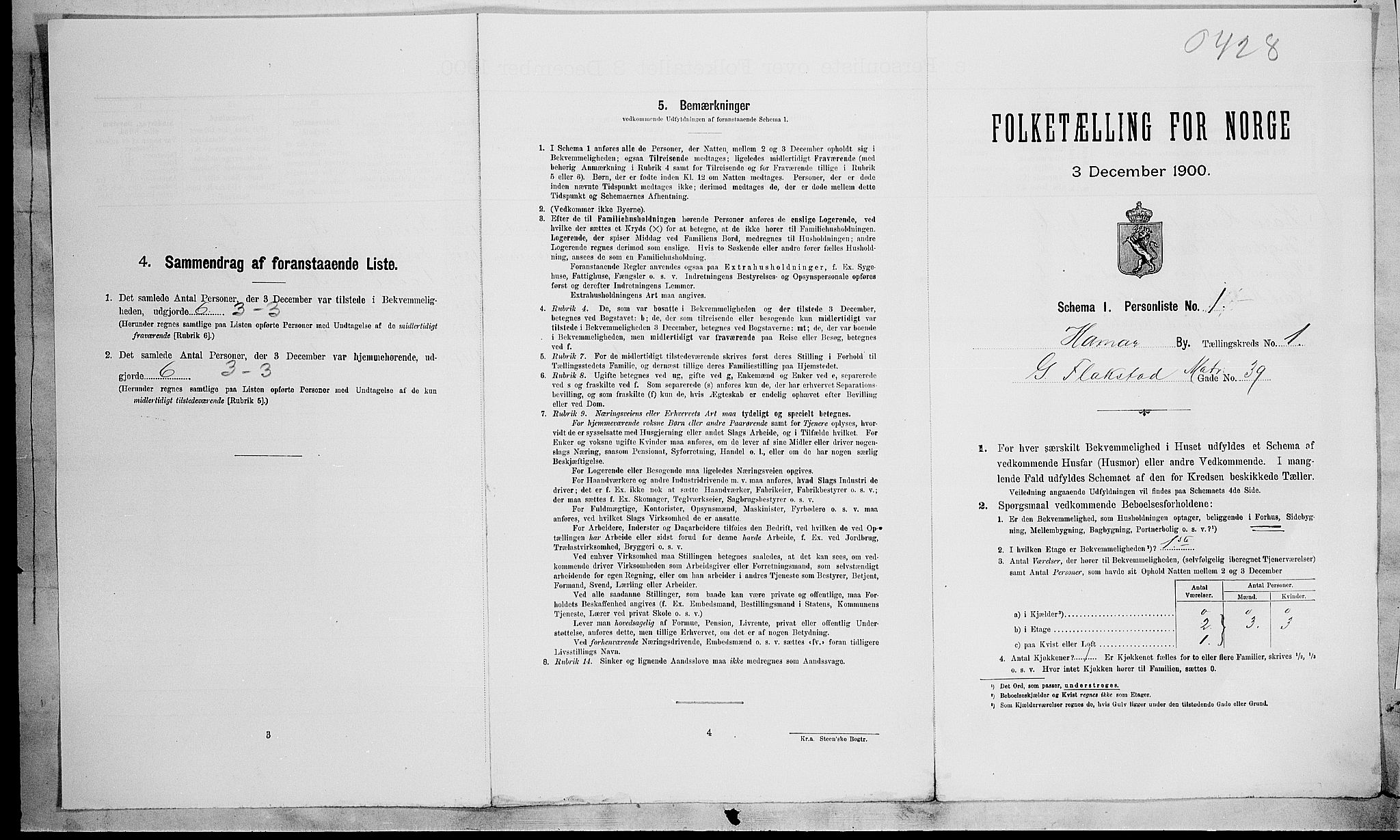 SAH, Folketelling 1900 for 0401 Hamar kjøpstad, 1900, s. 121