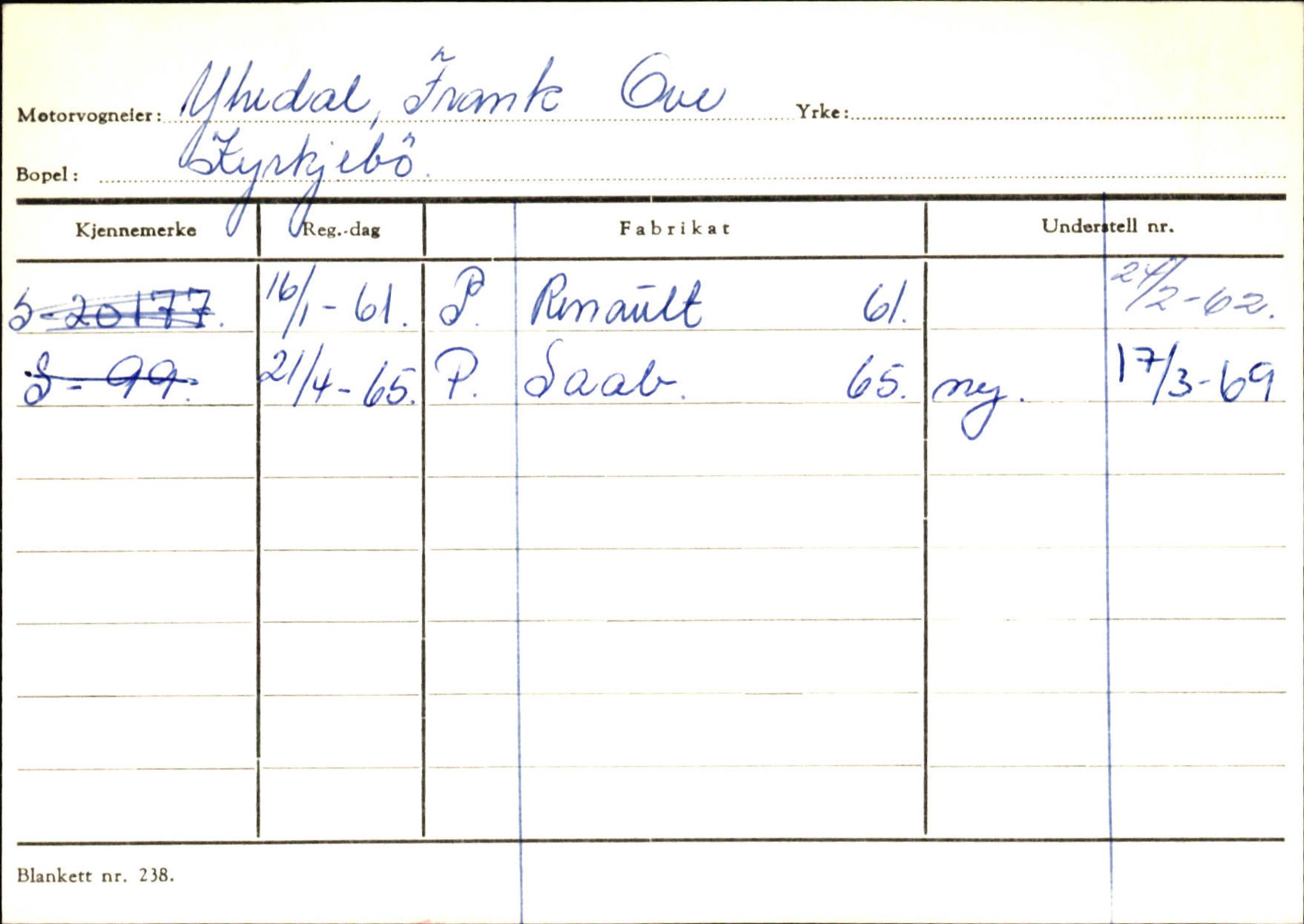 Statens vegvesen, Sogn og Fjordane vegkontor, AV/SAB-A-5301/4/F/L0131: Eigarregister Høyanger P-Å. Stryn S-Å, 1945-1975, s. 892