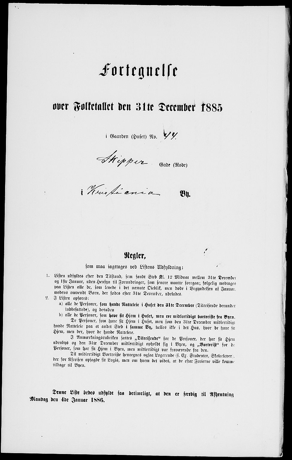 RA, Folketelling 1885 for 0301 Kristiania kjøpstad, 1885, s. 1337